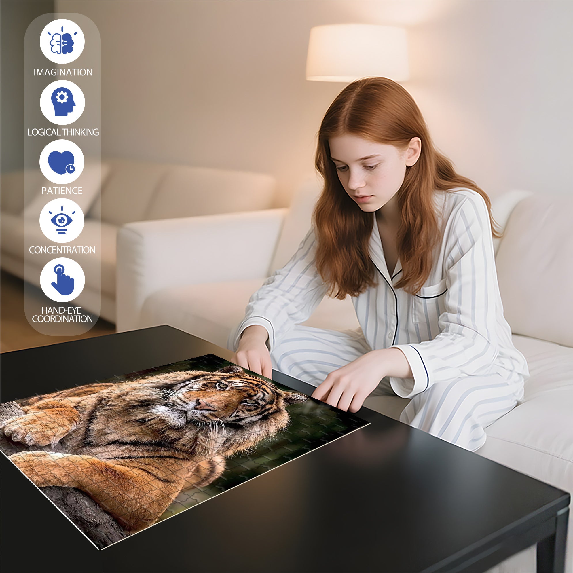 Mighty And Domineering 500pcs/1000pcs Jigsaw Puzzle, Scratch-Resistant, Interactive Family Game & Brain-Boosting DIY Decor, Perfect for Halloween, Christmas & New Year Gifts, Family Puzzle Game