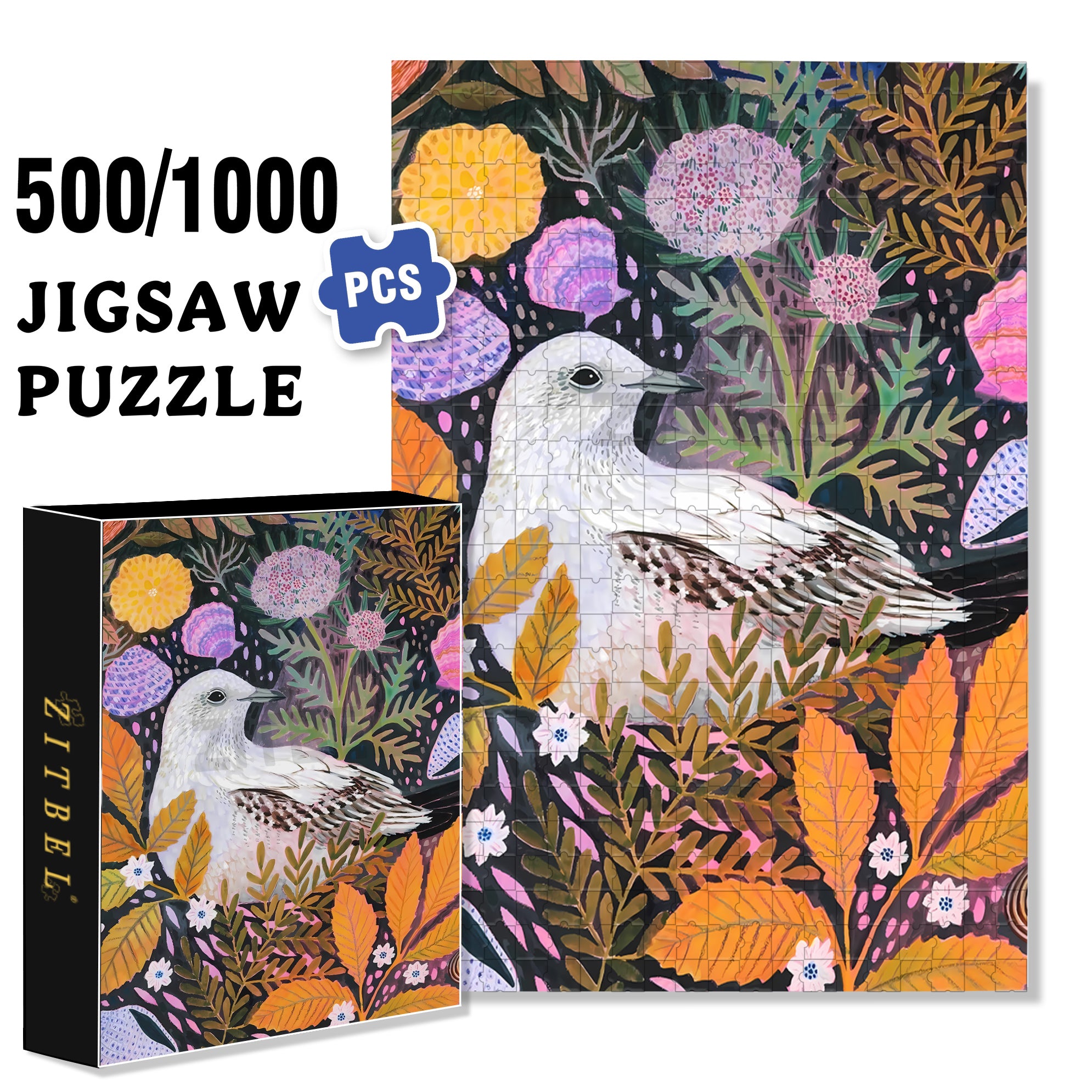 Peace Bird 500pcs/1000pcs Jigsaw Puzzle, Scratch-Resistant, Interactive Family Game & Brain-Boosting DIY Decor, Perfect for Halloween, Christmas & New Year Gifts, Family Puzzle Game