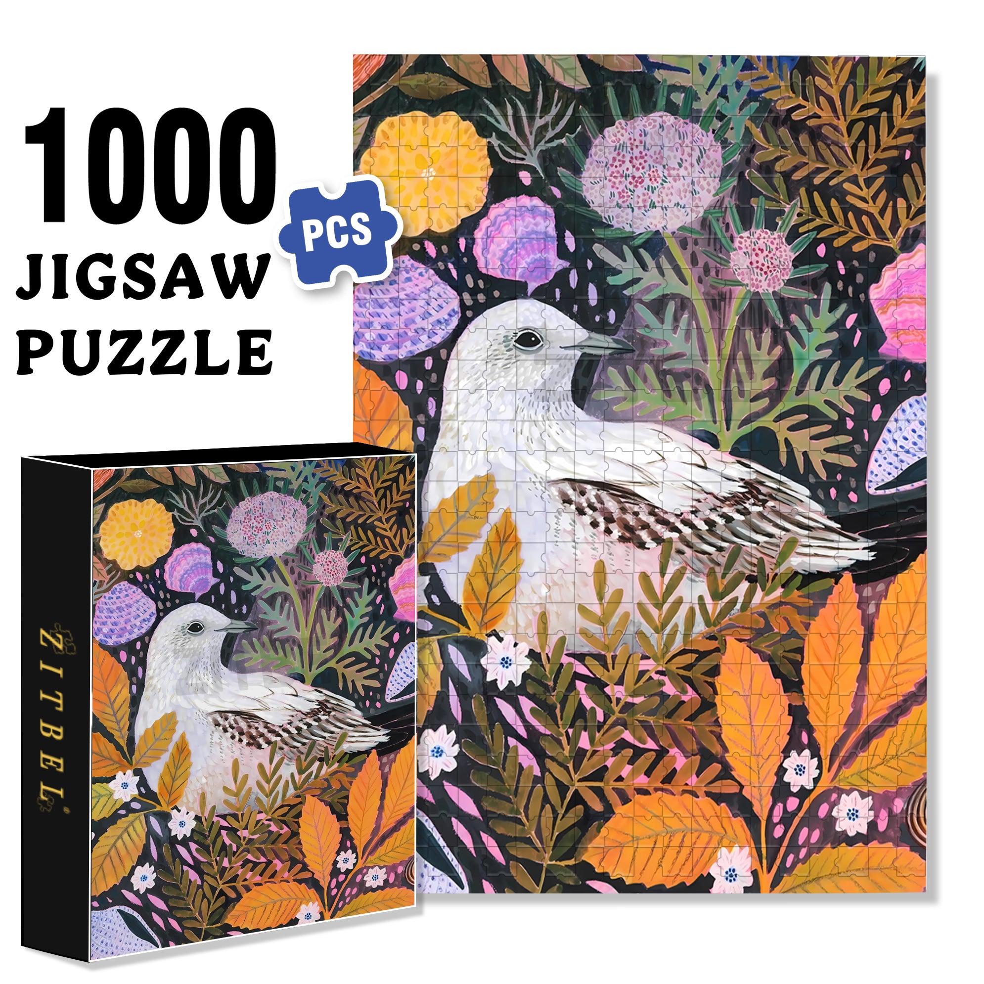 Peace Bird 500pcs/1000pcs Jigsaw Puzzle, Scratch-Resistant, Interactive Family Game & Brain-Boosting DIY Decor, Perfect for Halloween, Christmas & New Year Gifts, Family Puzzle Game