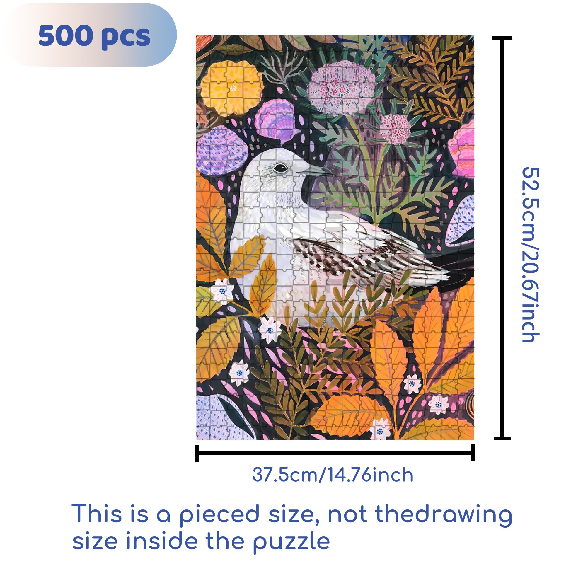 Peace Bird 500pcs/1000pcs Jigsaw Puzzle, Scratch-Resistant, Interactive Family Game & Brain-Boosting DIY Decor, Perfect for Halloween, Christmas & New Year Gifts, Family Puzzle Game