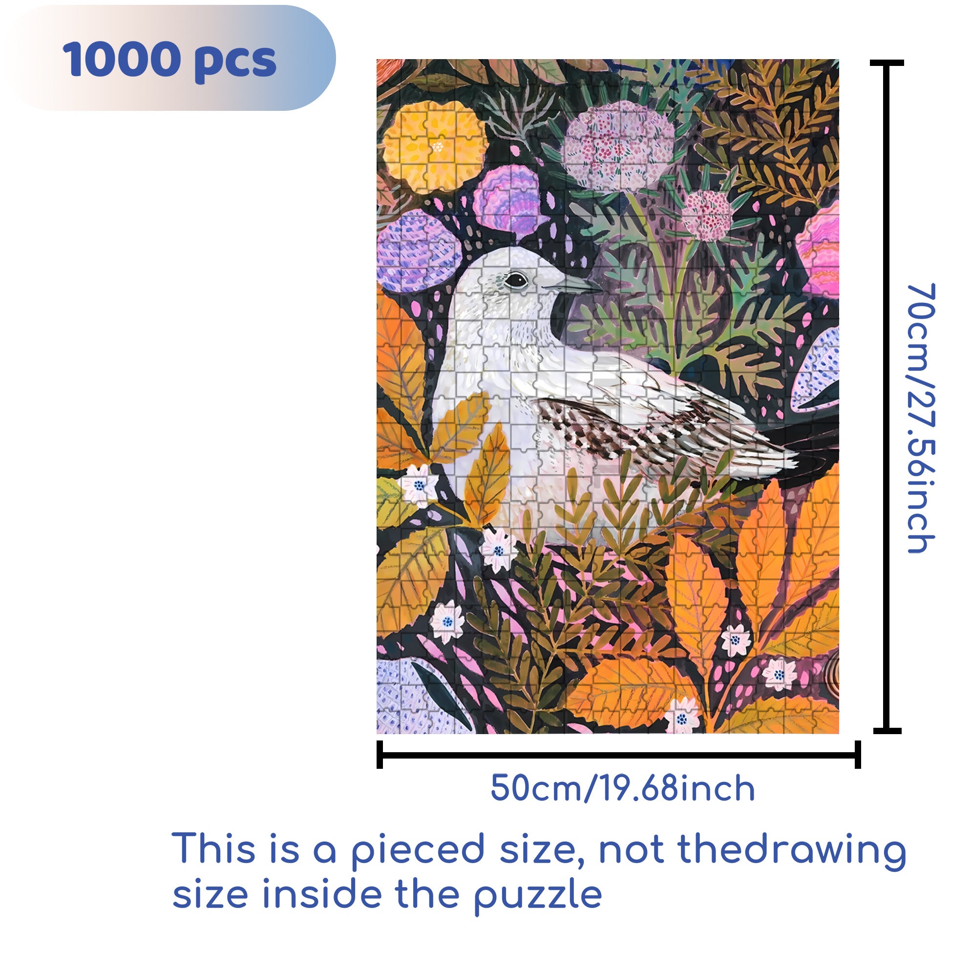 Peace Bird 500pcs/1000pcs Jigsaw Puzzle, Scratch-Resistant, Interactive Family Game & Brain-Boosting DIY Decor, Perfect for Halloween, Christmas & New Year Gifts, Family Puzzle Game