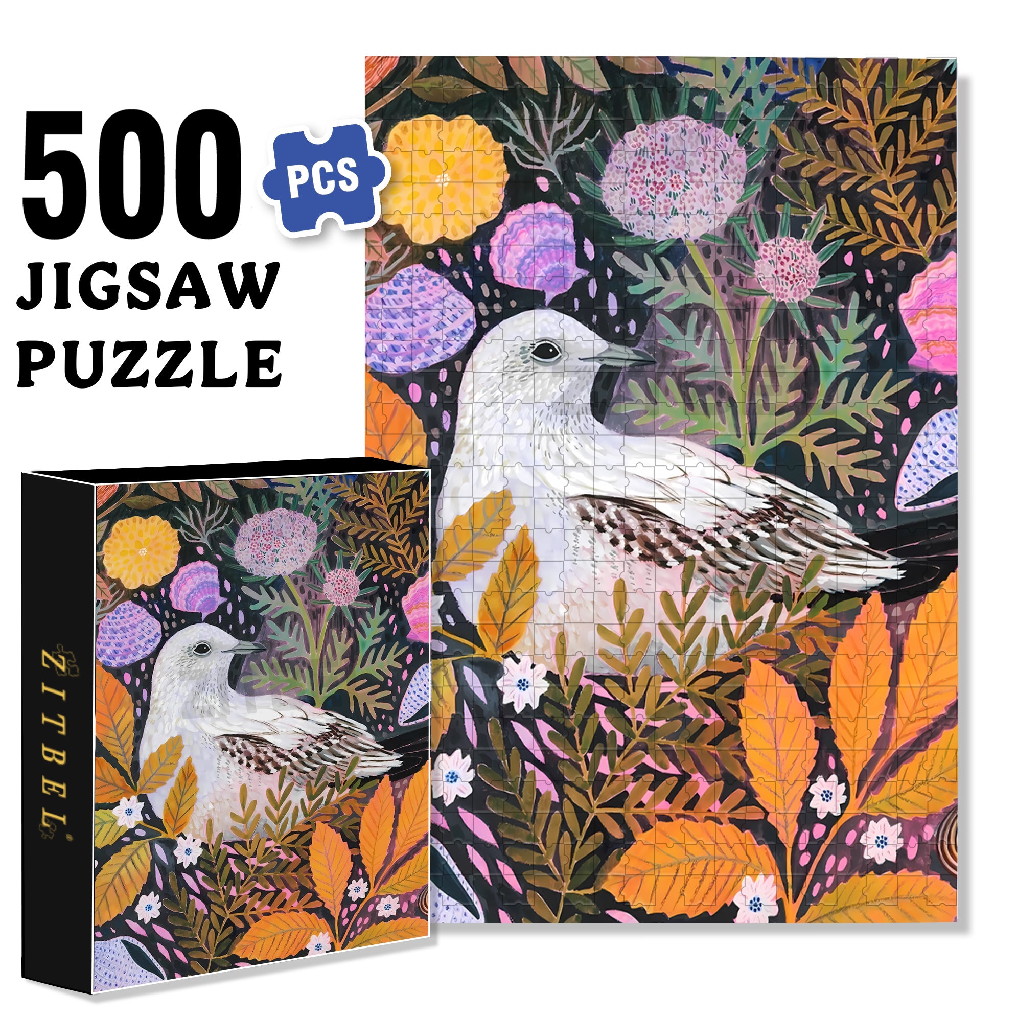 Peace Bird 500pcs/1000pcs Jigsaw Puzzle, Scratch-Resistant, Interactive Family Game & Brain-Boosting DIY Decor, Perfect for Halloween, Christmas & New Year Gifts, Family Puzzle Game