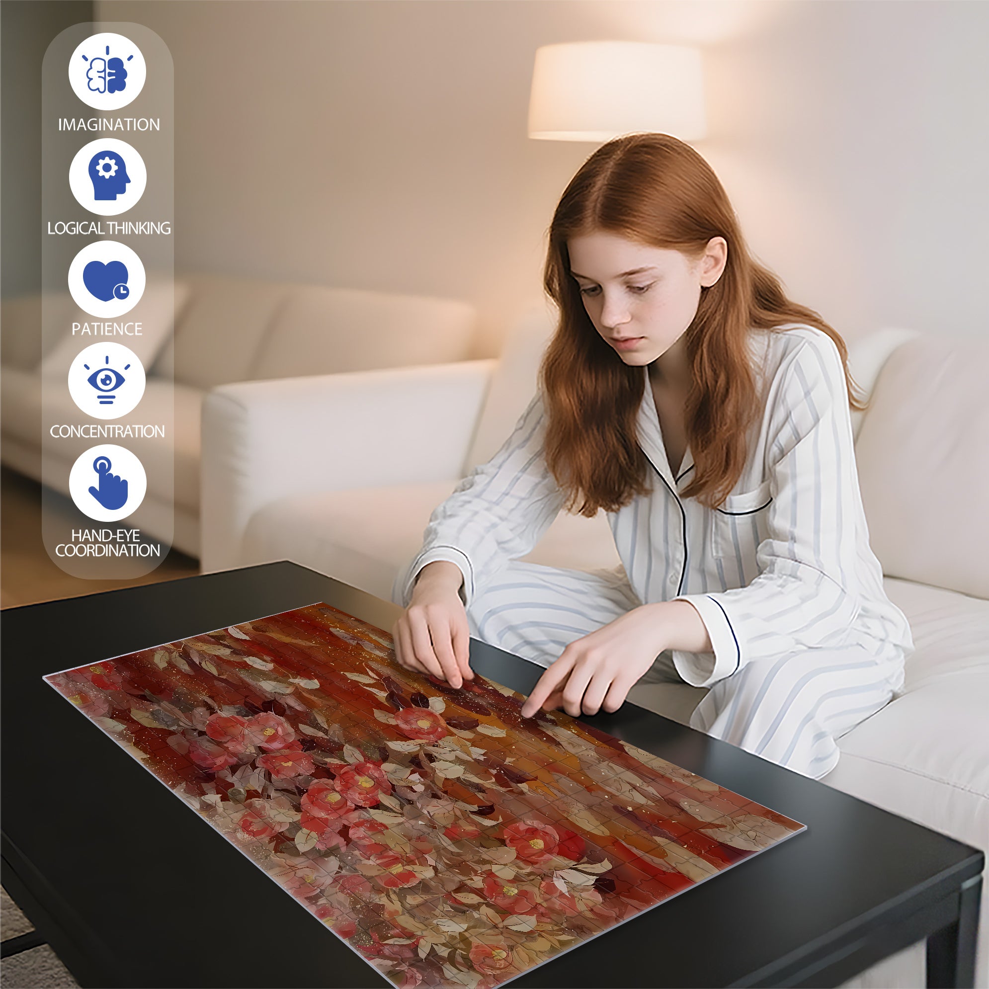 Safflower 500pcs/1000pcs Jigsaw Puzzle, Scratch-Resistant, Interactive Family Game & Brain-Boosting DIY Decor, Perfect for Halloween, Christmas & New Year Gifts, Family Puzzle Game