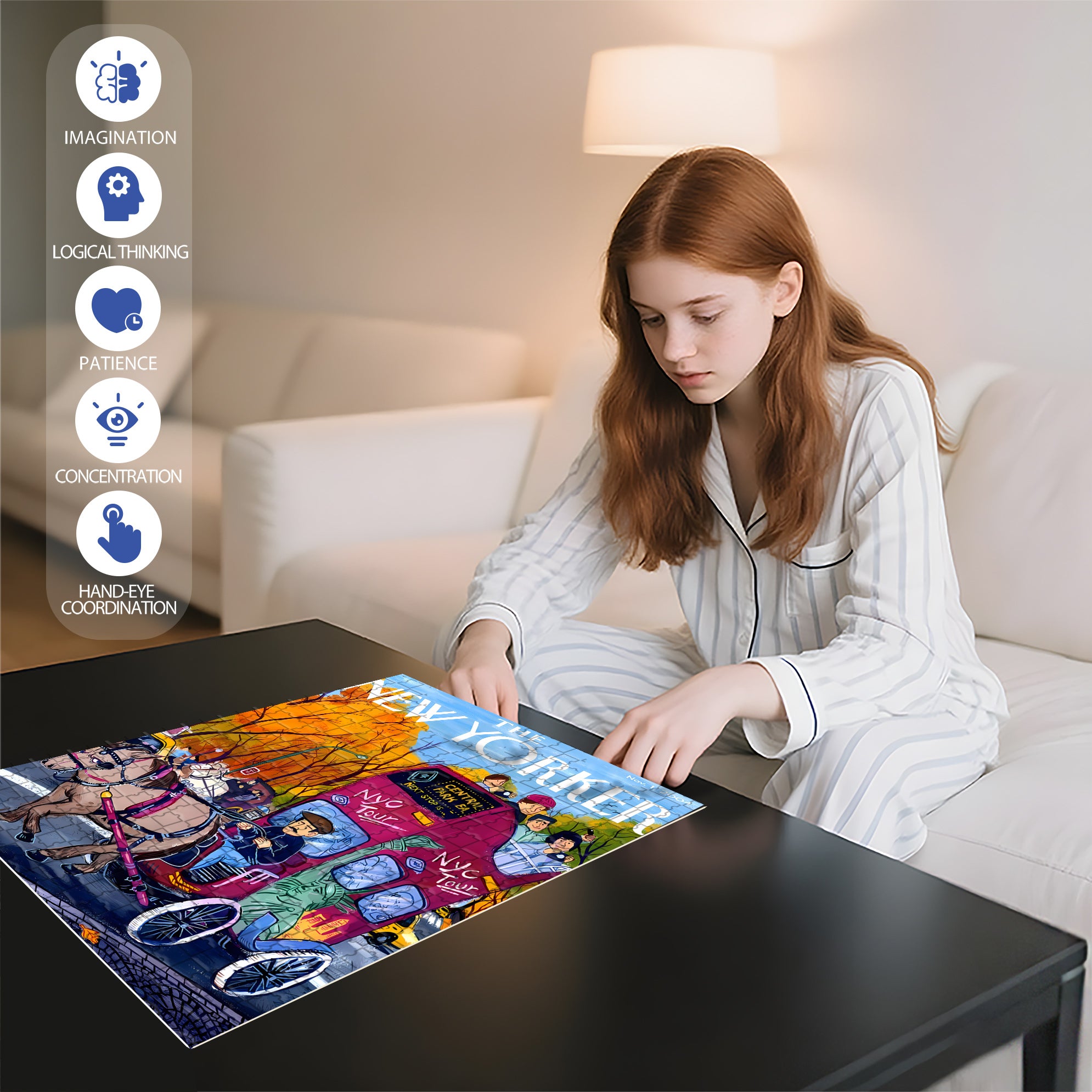 Sightseeing Carriage 500pcs/1000pcs Jigsaw Puzzle, Scratch-Resistant, Interactive Family Game & Brain-Boosting DIY Decor, Perfect for Halloween, Christmas & New Year Gifts, Family Puzzle Game