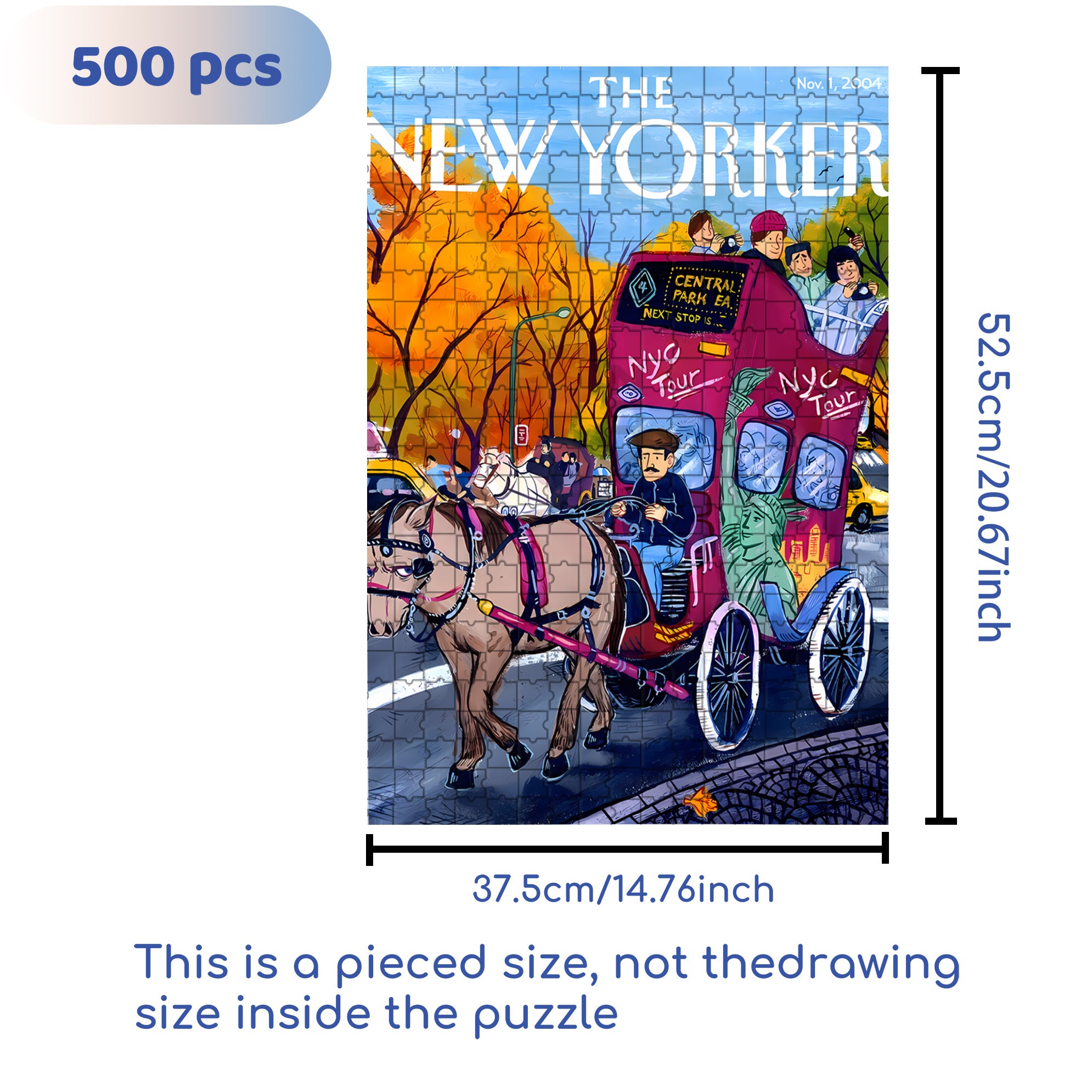 Sightseeing Carriage 500pcs/1000pcs Jigsaw Puzzle, Scratch-Resistant, Interactive Family Game & Brain-Boosting DIY Decor, Perfect for Halloween, Christmas & New Year Gifts, Family Puzzle Game