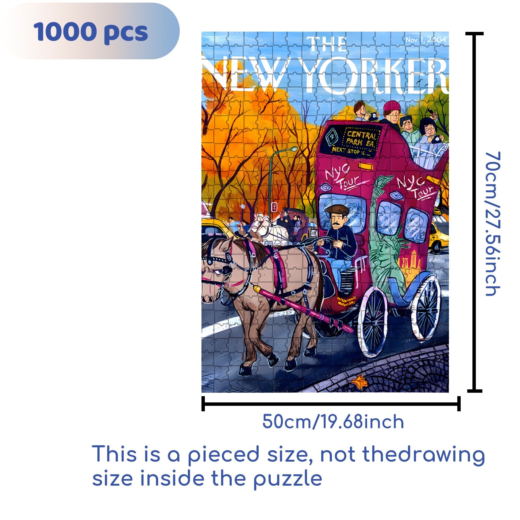 Sightseeing Carriage 500pcs/1000pcs Jigsaw Puzzle, Scratch-Resistant, Interactive Family Game & Brain-Boosting DIY Decor, Perfect for Halloween, Christmas & New Year Gifts, Family Puzzle Game