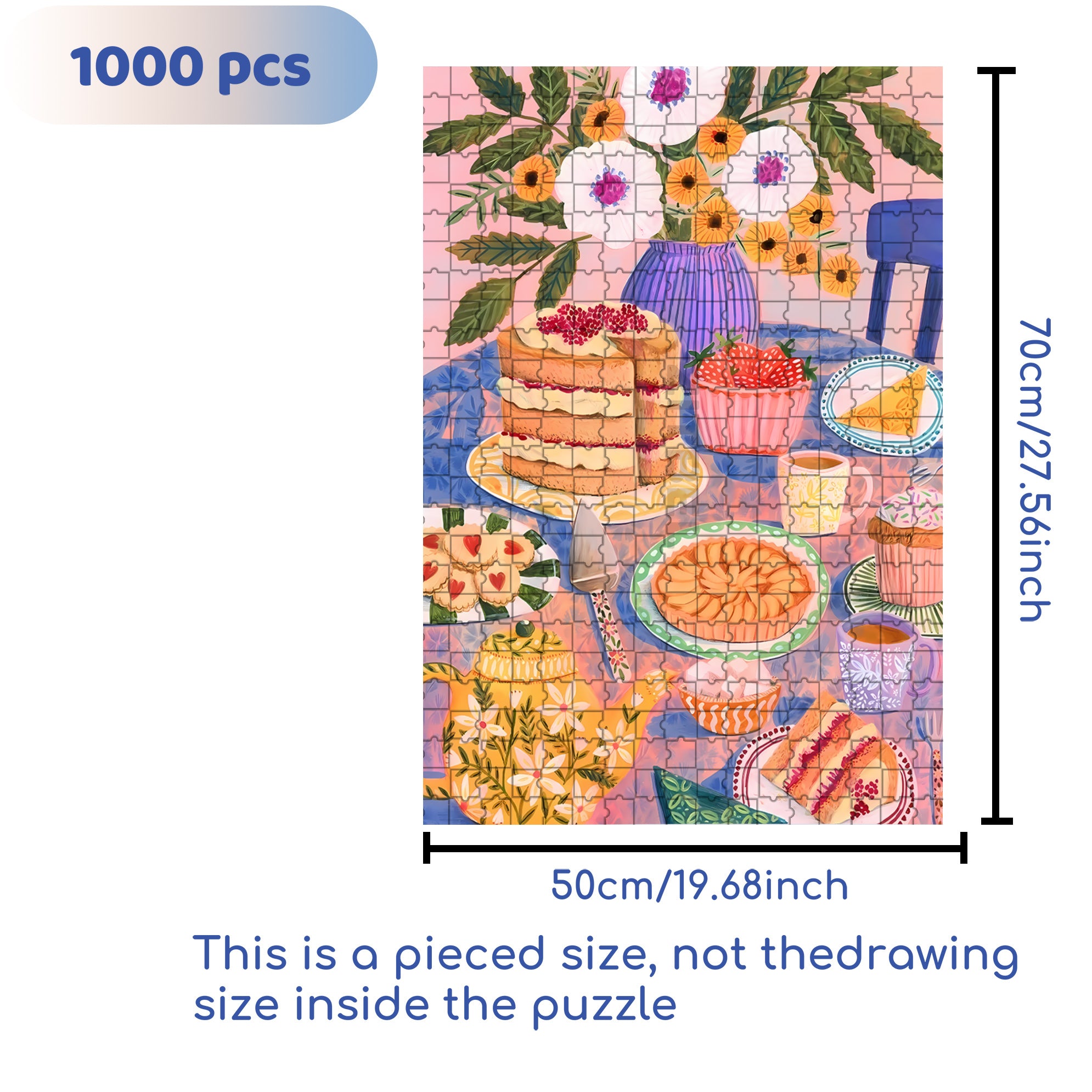 Sweet Dessert Lover 500pcs/1000pcs Jigsaw Puzzle, Scratch-Resistant, Interactive Family Game & Brain-Boosting DIY Decor, Perfect for Halloween, Christmas & New Year Gifts, Family Puzzle Game