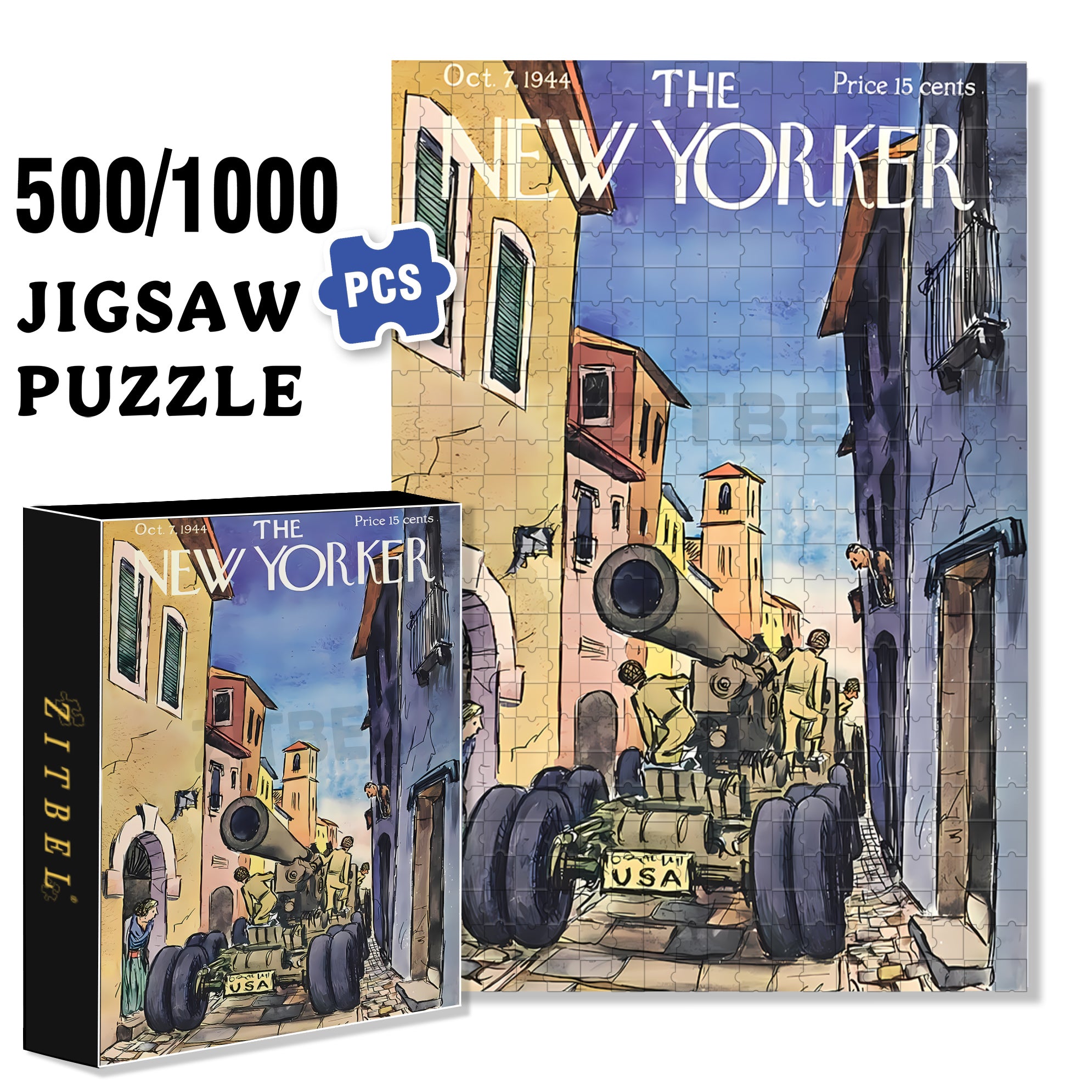 Tank Intrusion 500pcs/1000pcs Jigsaw Puzzle, Scratch-Resistant, Interactive Family Game & Brain-Boosting DIY Decor, Perfect for Halloween, Christmas & New Year Gifts, Family Puzzle Game