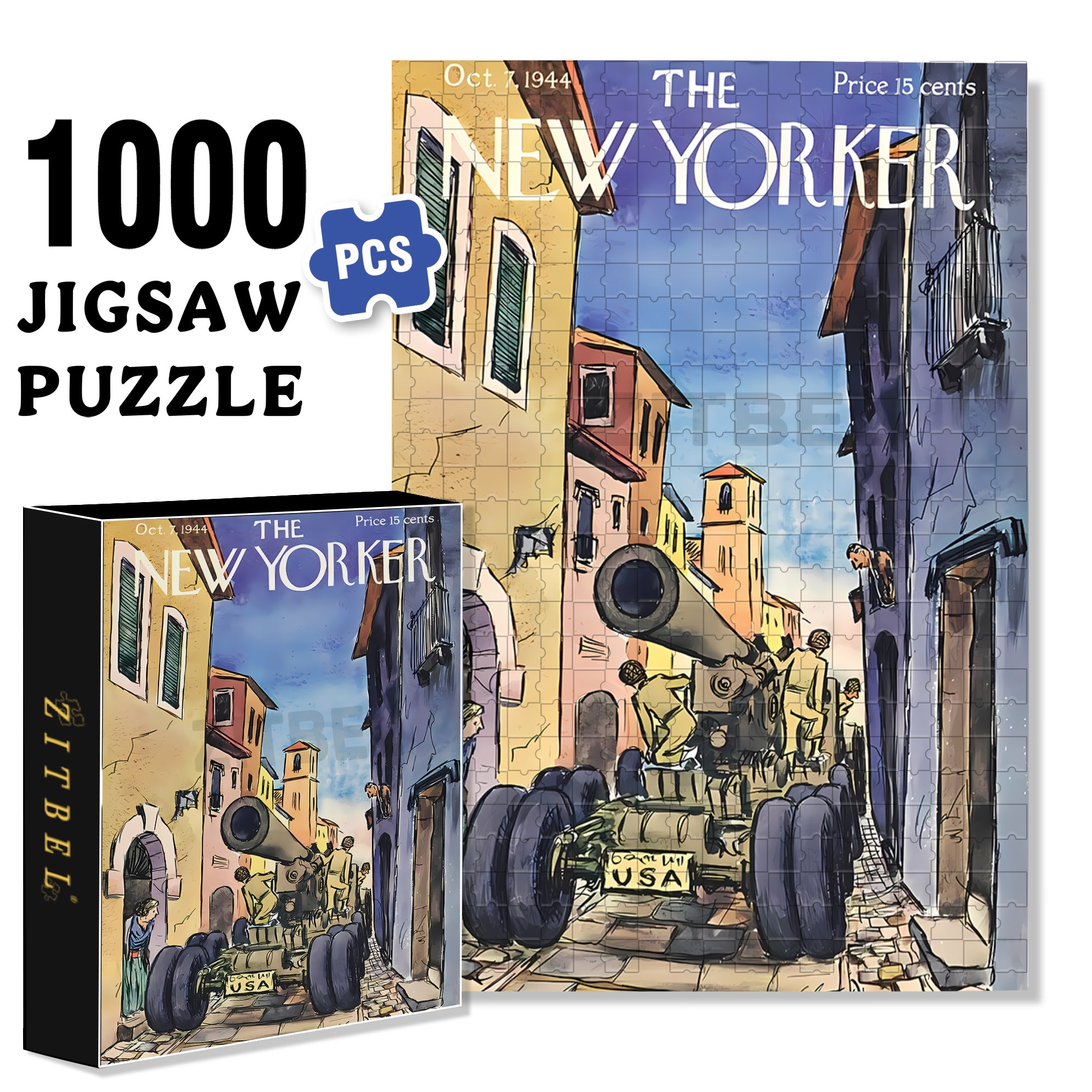 Tank Intrusion 500pcs/1000pcs Jigsaw Puzzle, Scratch-Resistant, Interactive Family Game & Brain-Boosting DIY Decor, Perfect for Halloween, Christmas & New Year Gifts, Family Puzzle Game