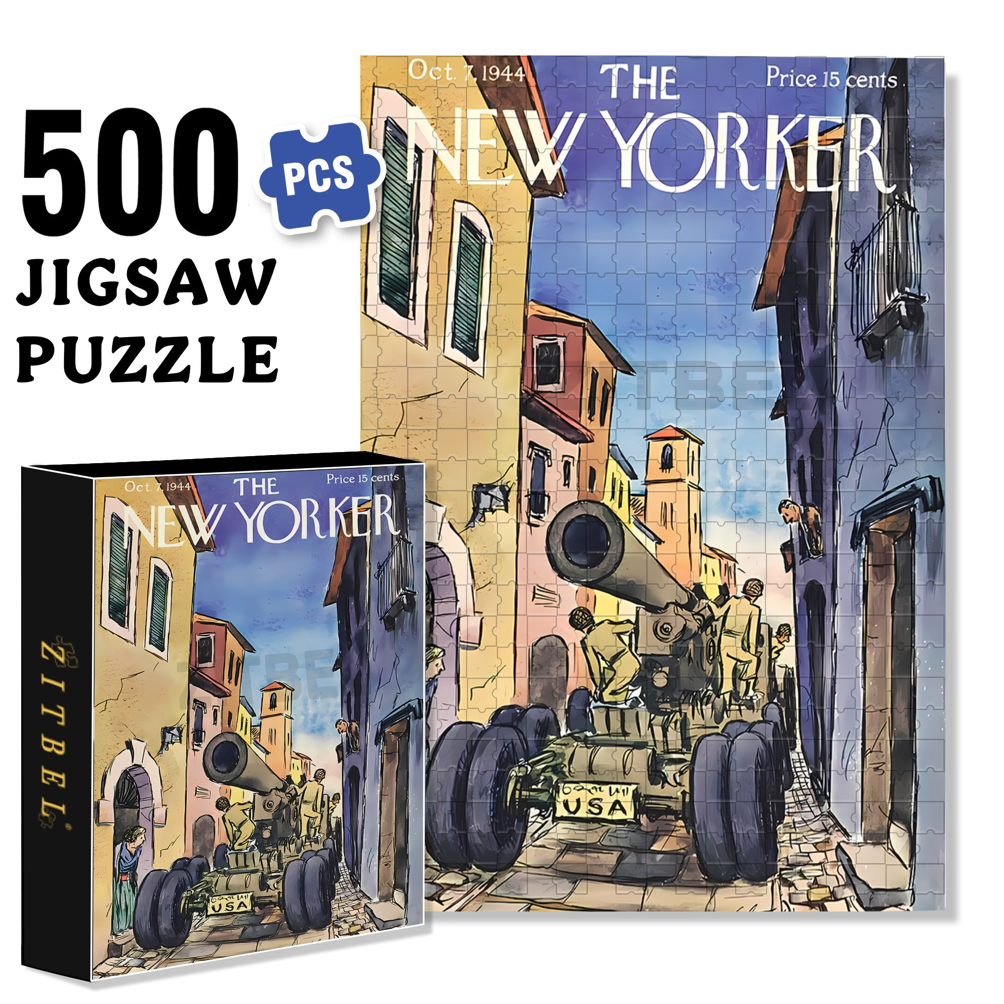 Tank Intrusion 500pcs/1000pcs Jigsaw Puzzle, Scratch-Resistant, Interactive Family Game & Brain-Boosting DIY Decor, Perfect for Halloween, Christmas & New Year Gifts, Family Puzzle Game