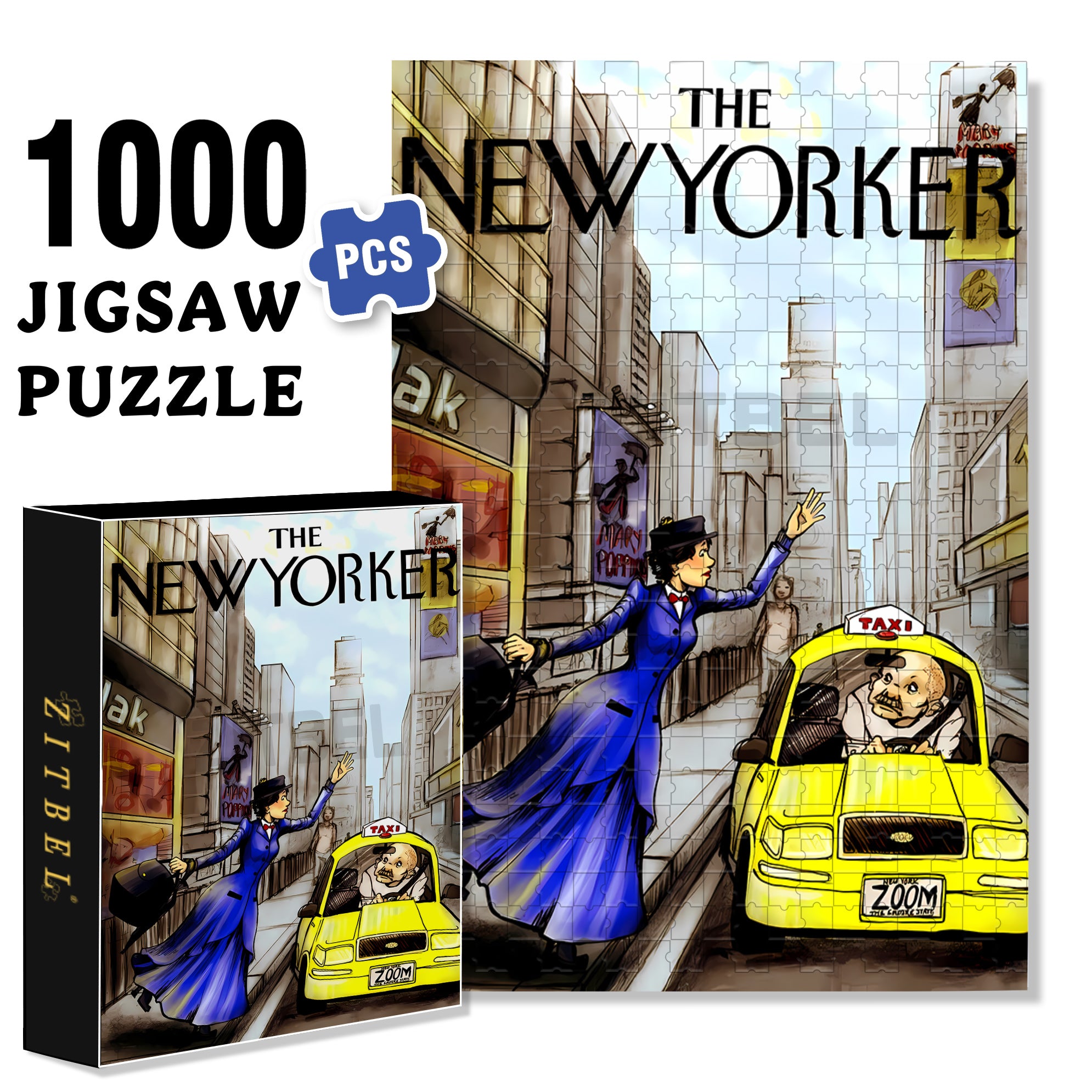 Taxi! 500pcs/1000pcs Jigsaw Puzzle, Scratch-Resistant, Interactive Family Game & Brain-Boosting DIY Decor, Perfect for Halloween, Christmas & New Year Gifts, Family Puzzle Game