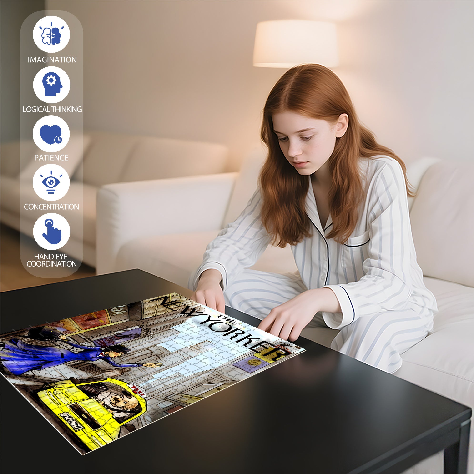 Taxi! 500pcs/1000pcs Jigsaw Puzzle, Scratch-Resistant, Interactive Family Game & Brain-Boosting DIY Decor, Perfect for Halloween, Christmas & New Year Gifts, Family Puzzle Game
