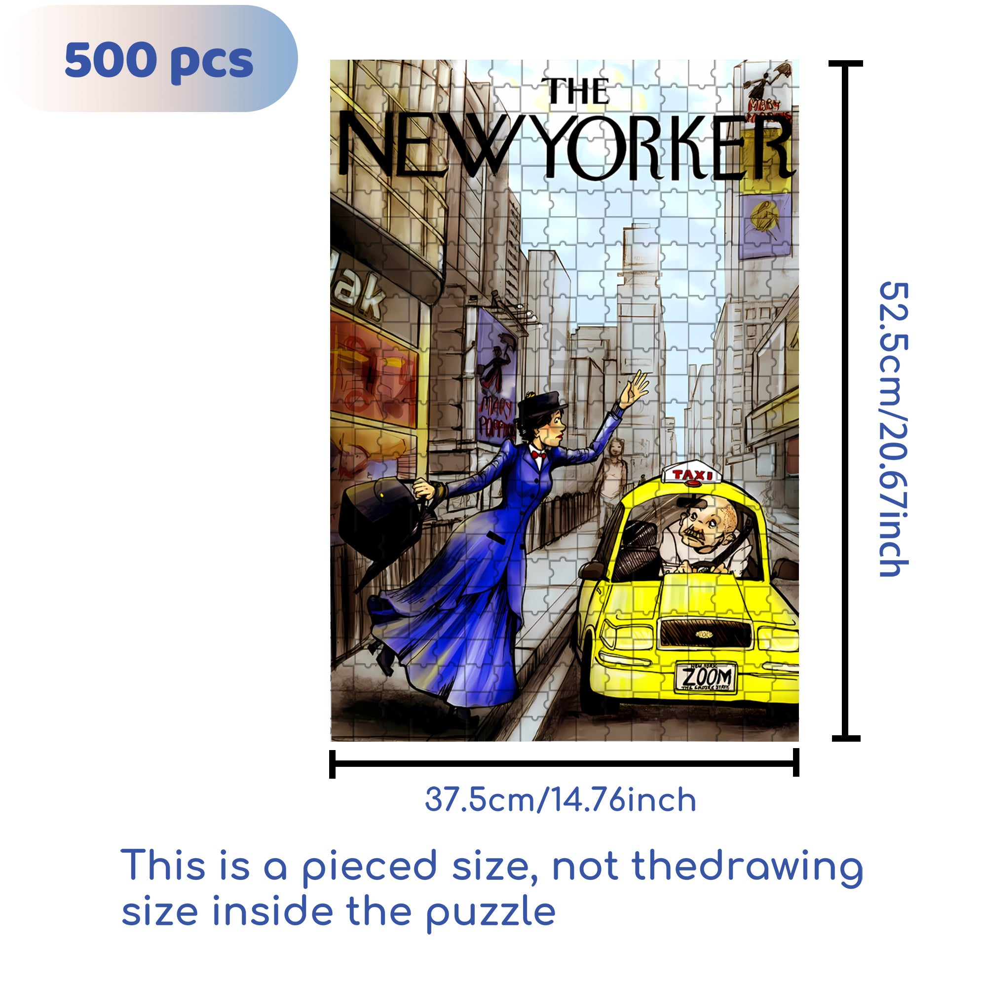 Taxi! 500pcs/1000pcs Jigsaw Puzzle, Scratch-Resistant, Interactive Family Game & Brain-Boosting DIY Decor, Perfect for Halloween, Christmas & New Year Gifts, Family Puzzle Game