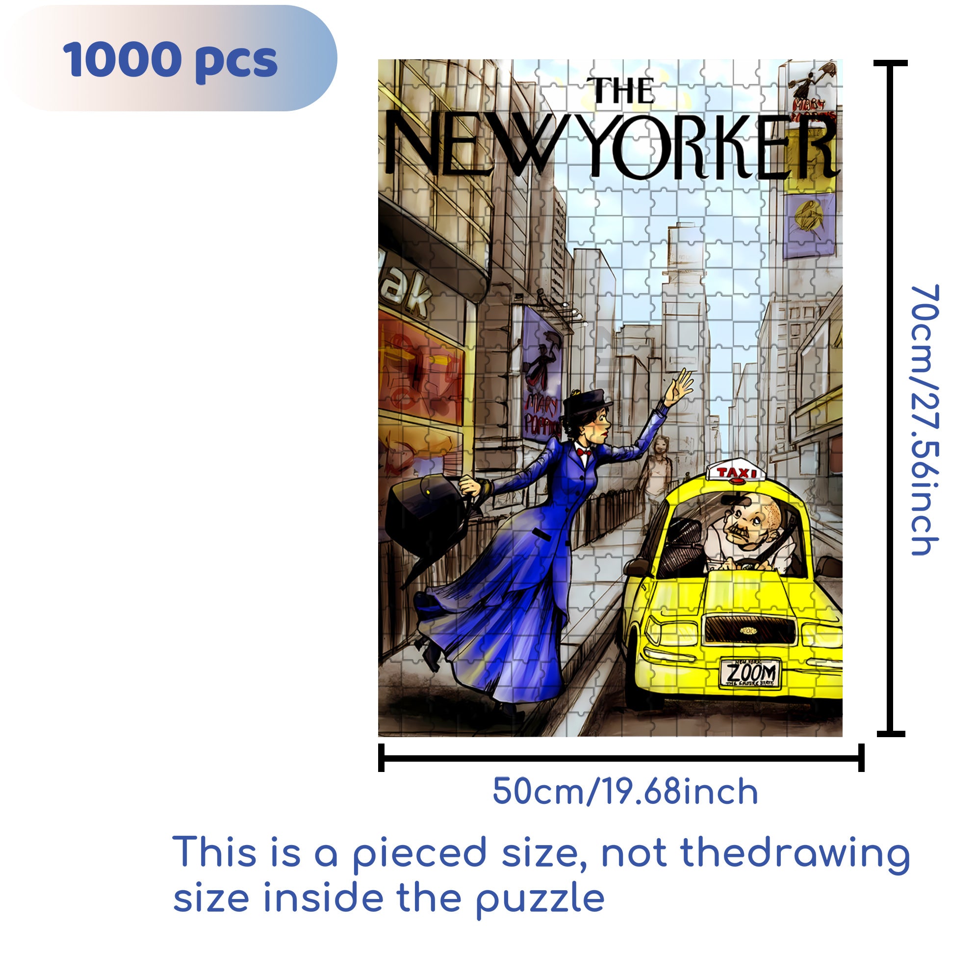 Taxi! 500pcs/1000pcs Jigsaw Puzzle, Scratch-Resistant, Interactive Family Game & Brain-Boosting DIY Decor, Perfect for Halloween, Christmas & New Year Gifts, Family Puzzle Game