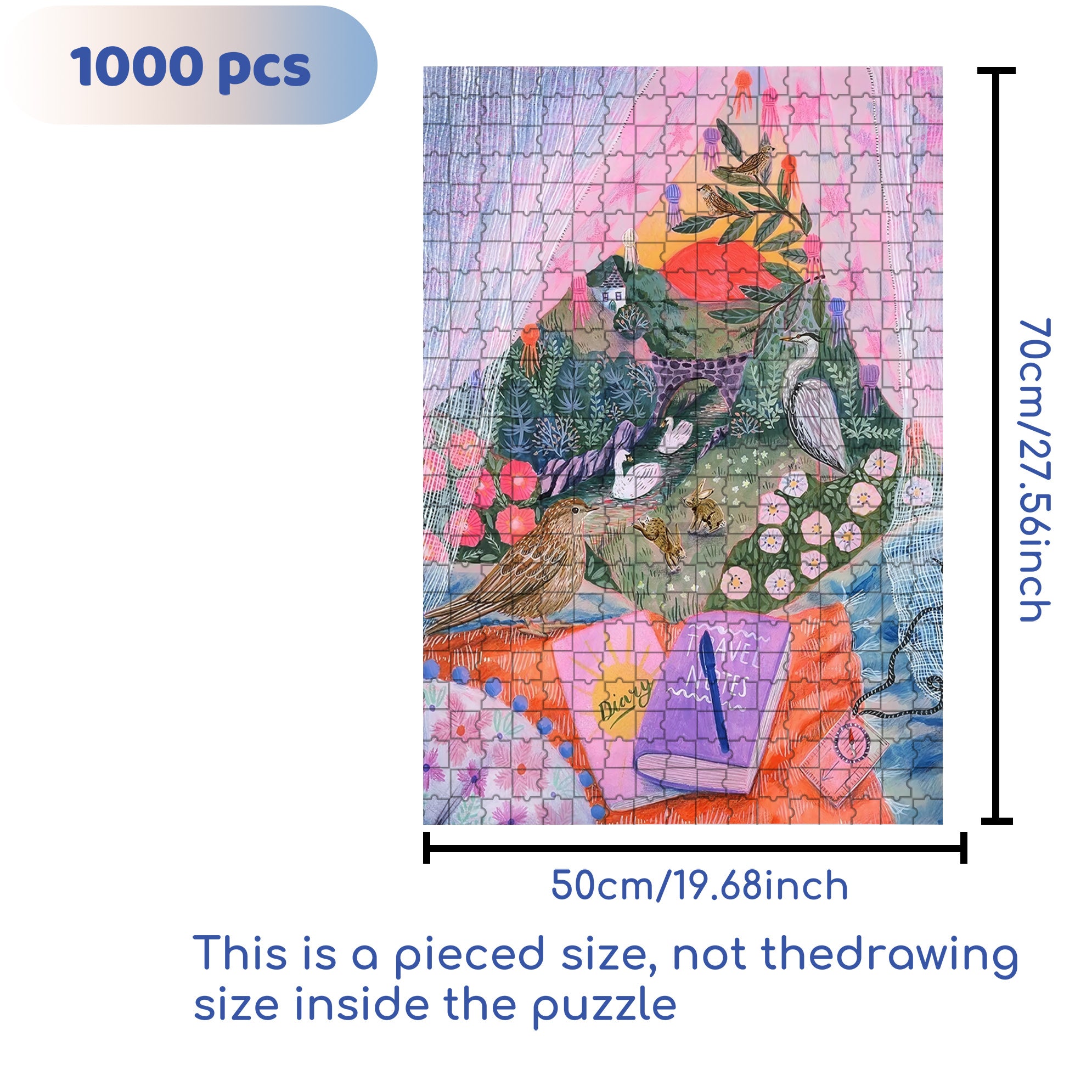 Travel Notes 500pcs/1000pcs Jigsaw Puzzle, Scratch-Resistant, Interactive Family Game & Brain-Boosting DIY Decor, Perfect for Halloween, Christmas & New Year Gifts, Family Puzzle Game