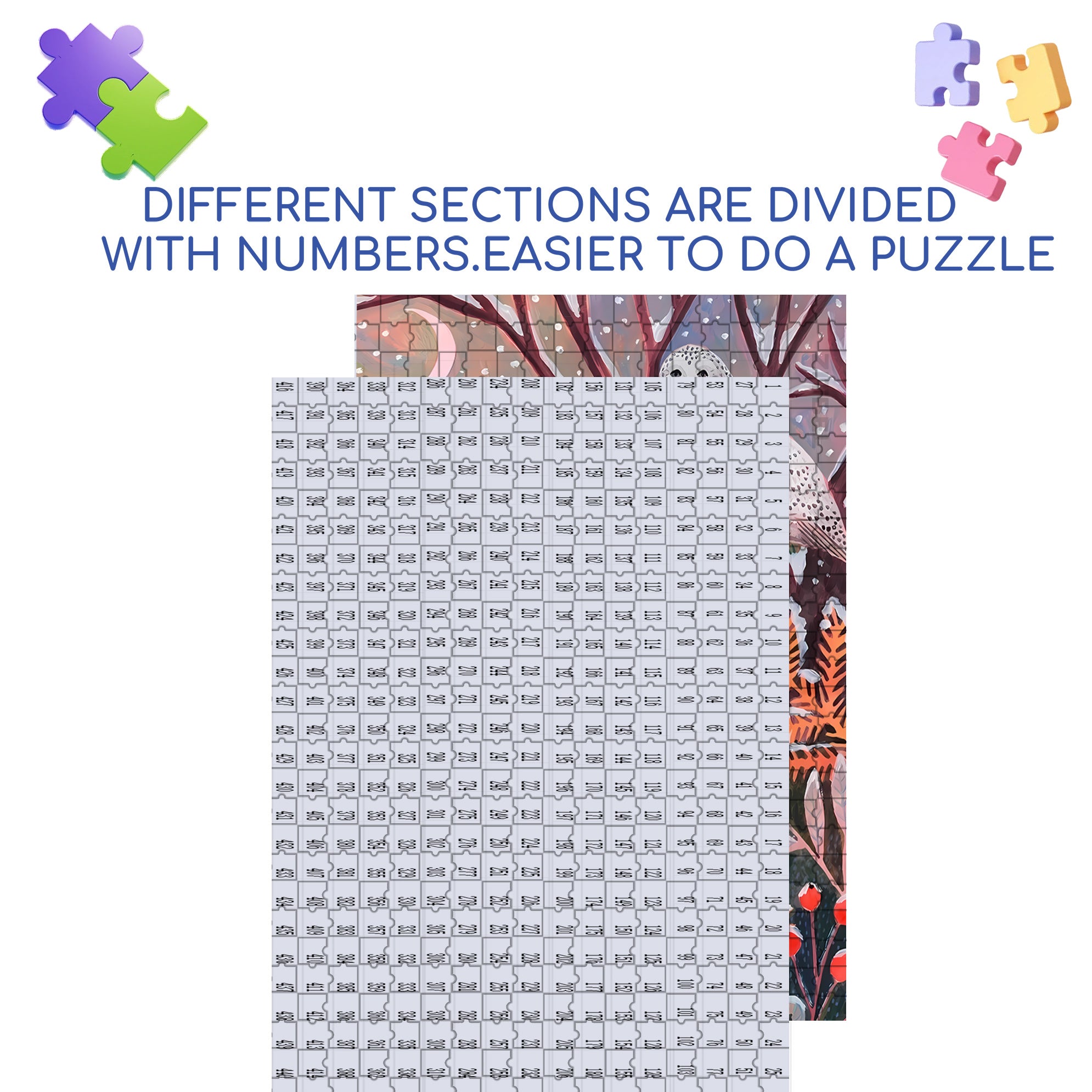 White Owl And Sika Deer 500pcs/1000pcs Jigsaw Puzzle, Scratch-Resistant, Interactive Family Game & Brain-Boosting DIY Decor, Perfect for Halloween, Christmas & New Year Gifts, Family Puzzle Game