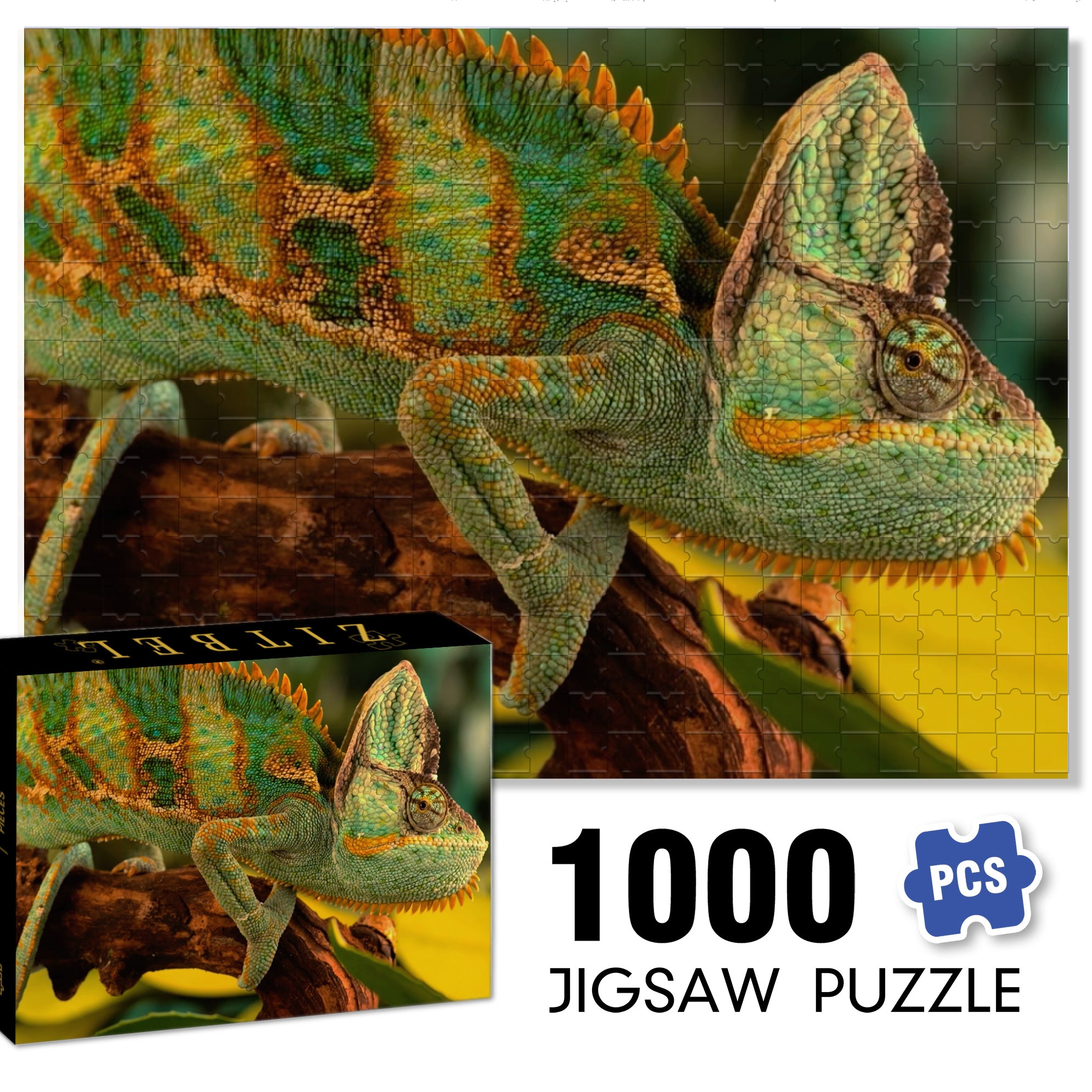 Wild Chameleons 500pcs/1000pcs Jigsaw Puzzle, Scratch-Resistant, Interactive Family Game & Brain-Boosting DIY Decor, Perfect for Halloween, Christmas & New Year Gifts, Family Puzzle Game