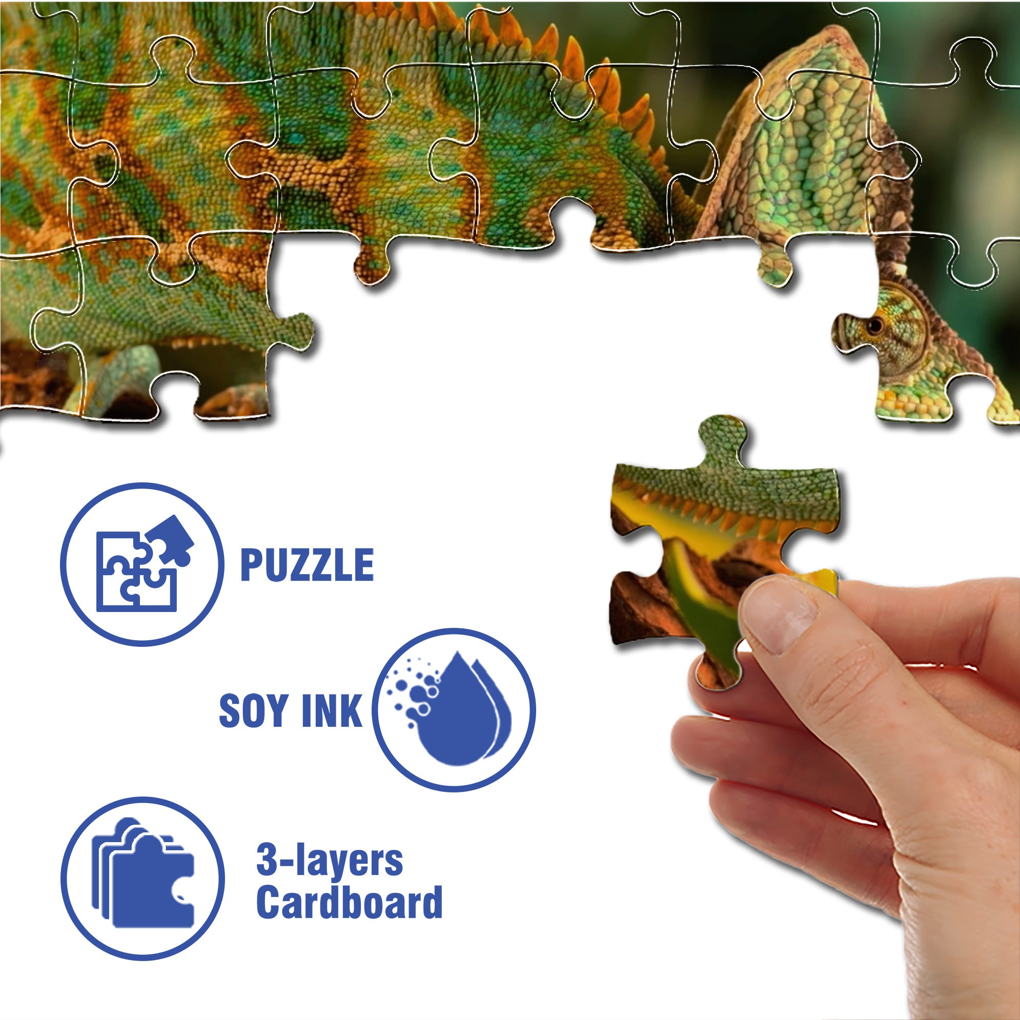 Wild Chameleons 500pcs/1000pcs Jigsaw Puzzle, Scratch-Resistant, Interactive Family Game & Brain-Boosting DIY Decor, Perfect for Halloween, Christmas & New Year Gifts, Family Puzzle Game