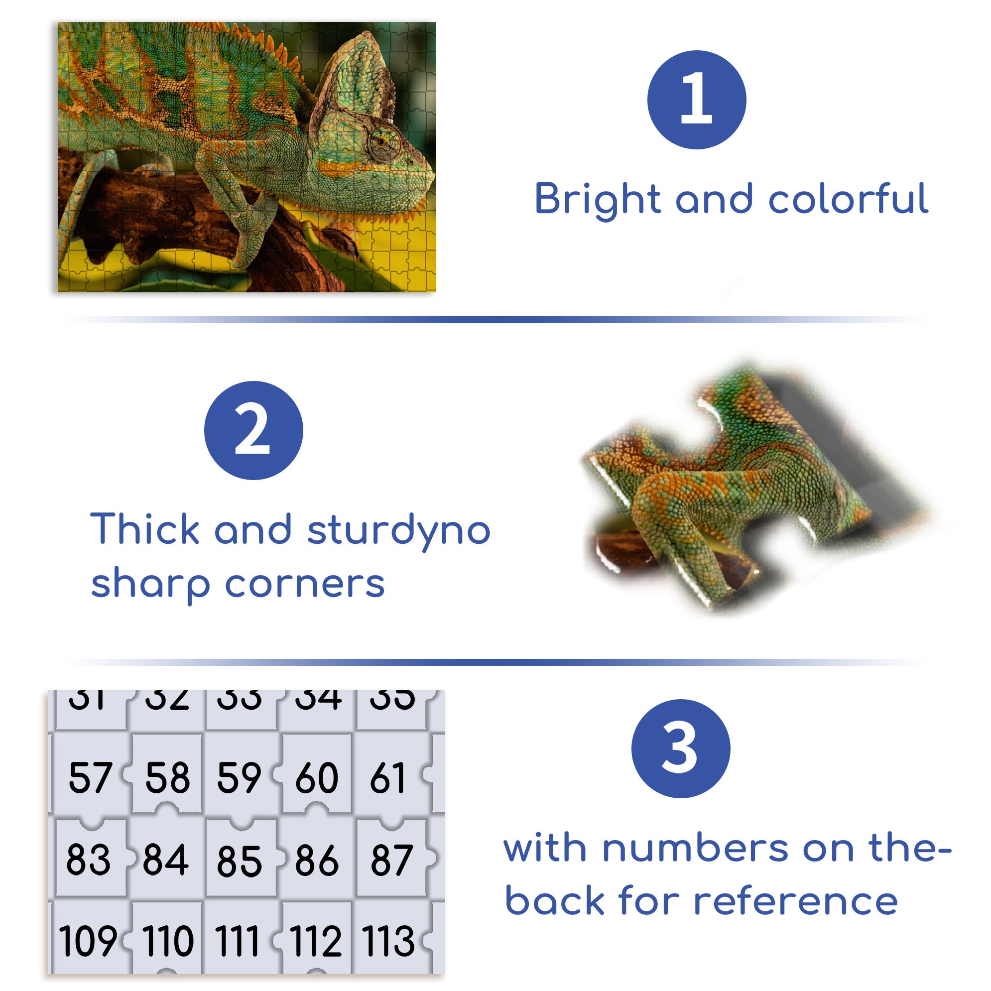 Wild Chameleons 500pcs/1000pcs Jigsaw Puzzle, Scratch-Resistant, Interactive Family Game & Brain-Boosting DIY Decor, Perfect for Halloween, Christmas & New Year Gifts, Family Puzzle Game