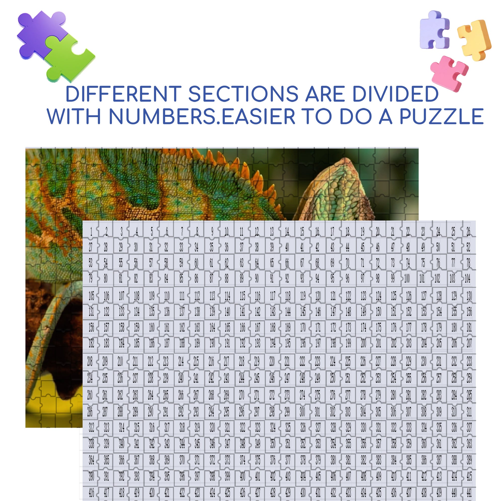 Wild Chameleons 500pcs/1000pcs Jigsaw Puzzle, Scratch-Resistant, Interactive Family Game & Brain-Boosting DIY Decor, Perfect for Halloween, Christmas & New Year Gifts, Family Puzzle Game