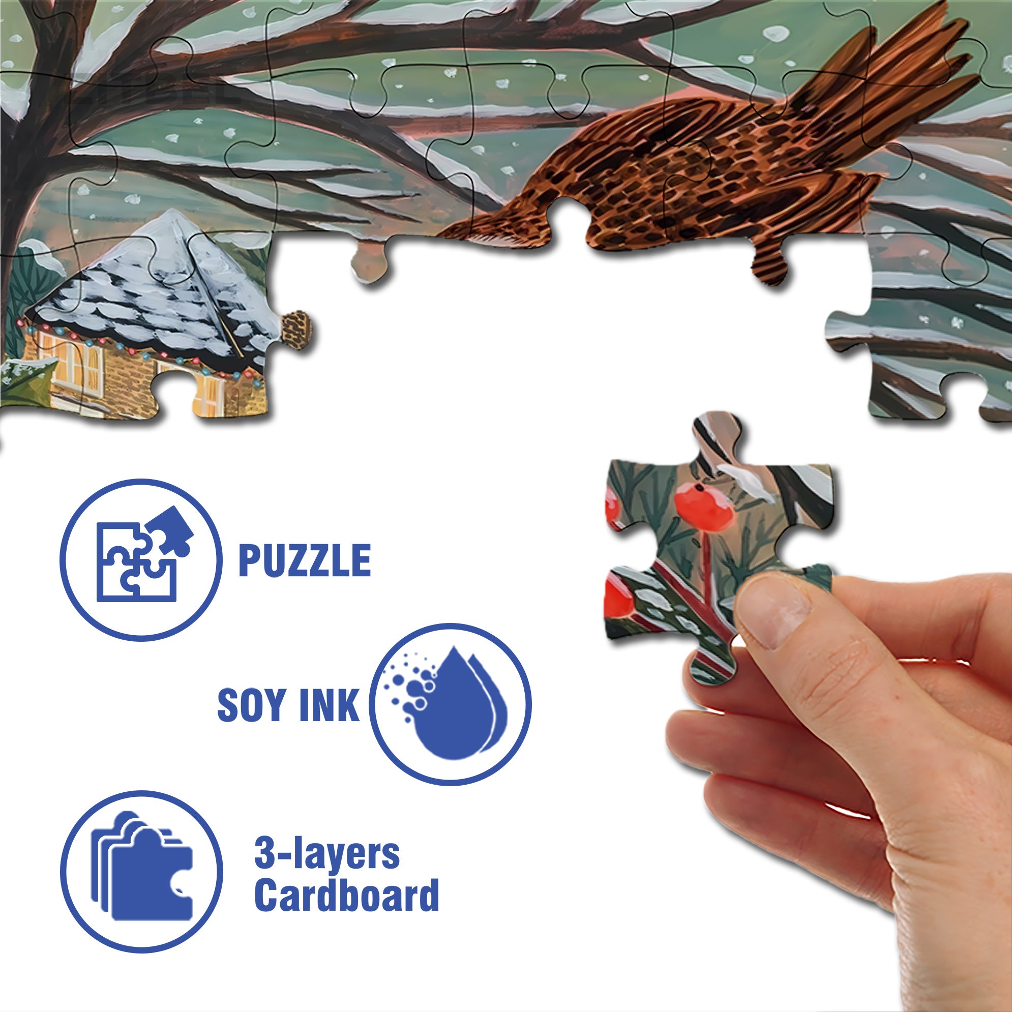 Winter Forest 500pcs/1000pcs Jigsaw Puzzle, Scratch-Resistant, Interactive Family Game & Brain-Boosting DIY Decor, Perfect for Halloween, Christmas & New Year Gifts, Family Puzzle Game