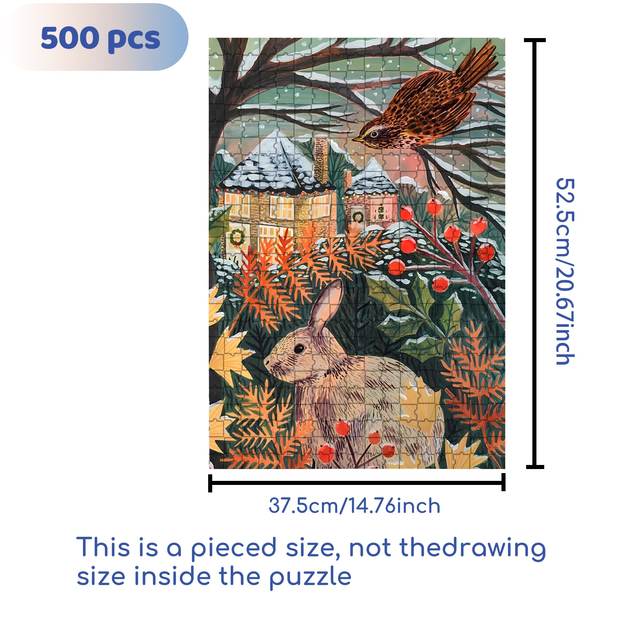 Winter Forest 500pcs/1000pcs Jigsaw Puzzle, Scratch-Resistant, Interactive Family Game & Brain-Boosting DIY Decor, Perfect for Halloween, Christmas & New Year Gifts, Family Puzzle Game