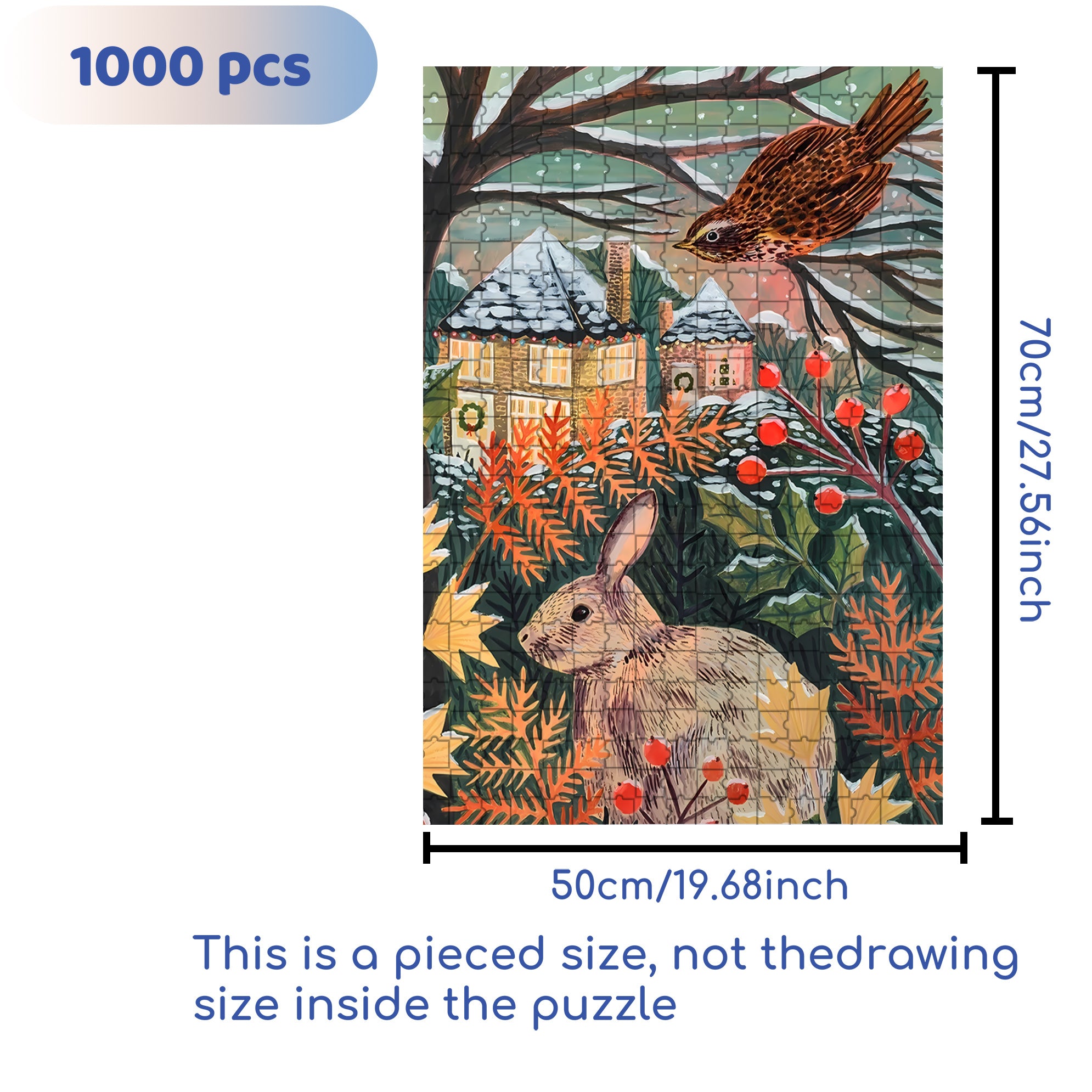 Winter Forest 500pcs/1000pcs Jigsaw Puzzle, Scratch-Resistant, Interactive Family Game & Brain-Boosting DIY Decor, Perfect for Halloween, Christmas & New Year Gifts, Family Puzzle Game