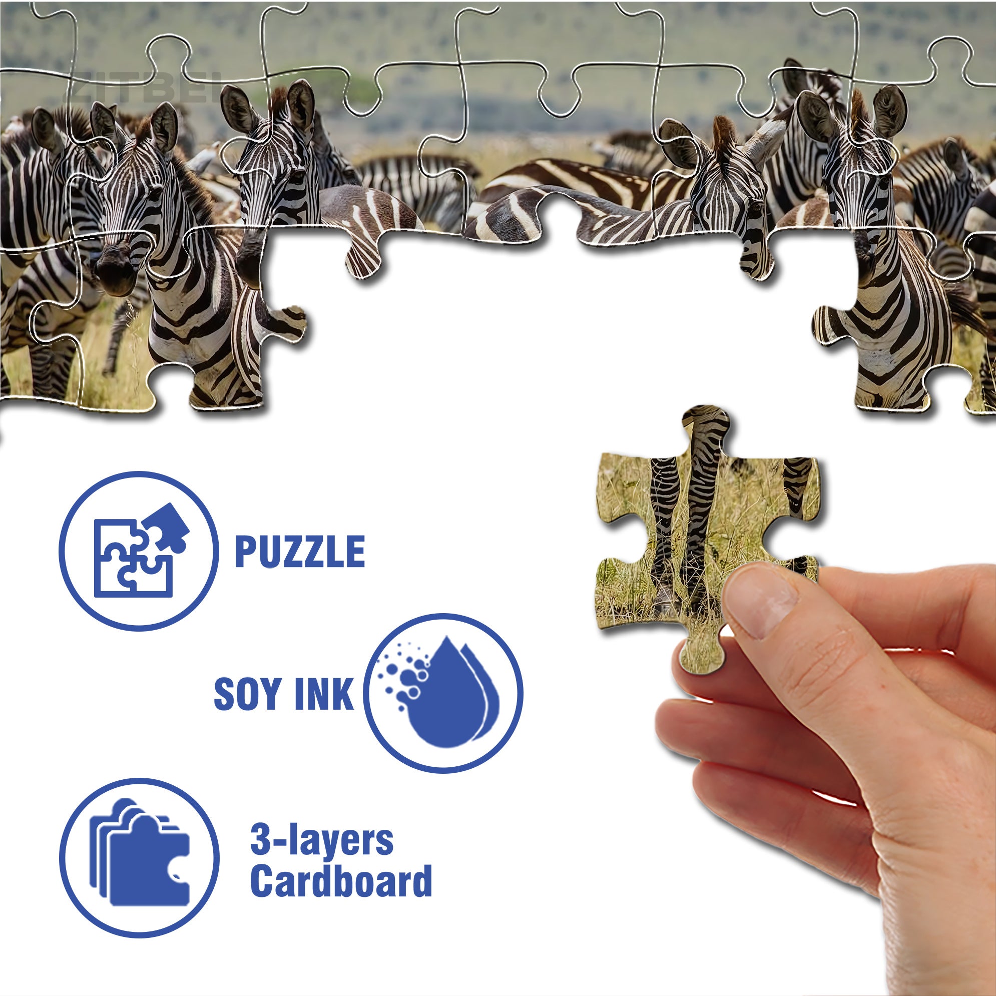Zebras On The Savannah 500pcs/1000pcs Jigsaw Puzzle, Scratch-Resistant, Interactive Family Game & Brain-Boosting DIY Decor, Perfect for Halloween, Christmas & New Year Gifts, Family Puzzle Game