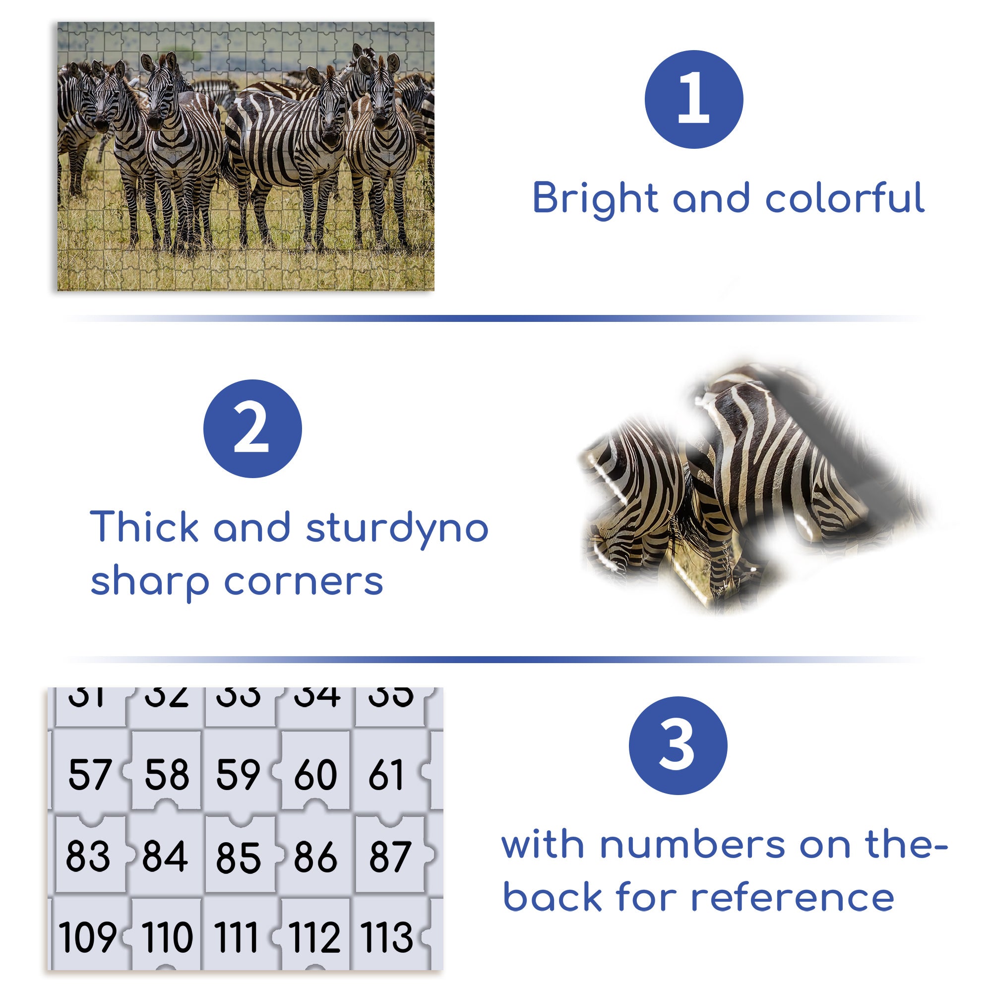 Zebras On The Savannah 500pcs/1000pcs Jigsaw Puzzle, Scratch-Resistant, Interactive Family Game & Brain-Boosting DIY Decor, Perfect for Halloween, Christmas & New Year Gifts, Family Puzzle Game