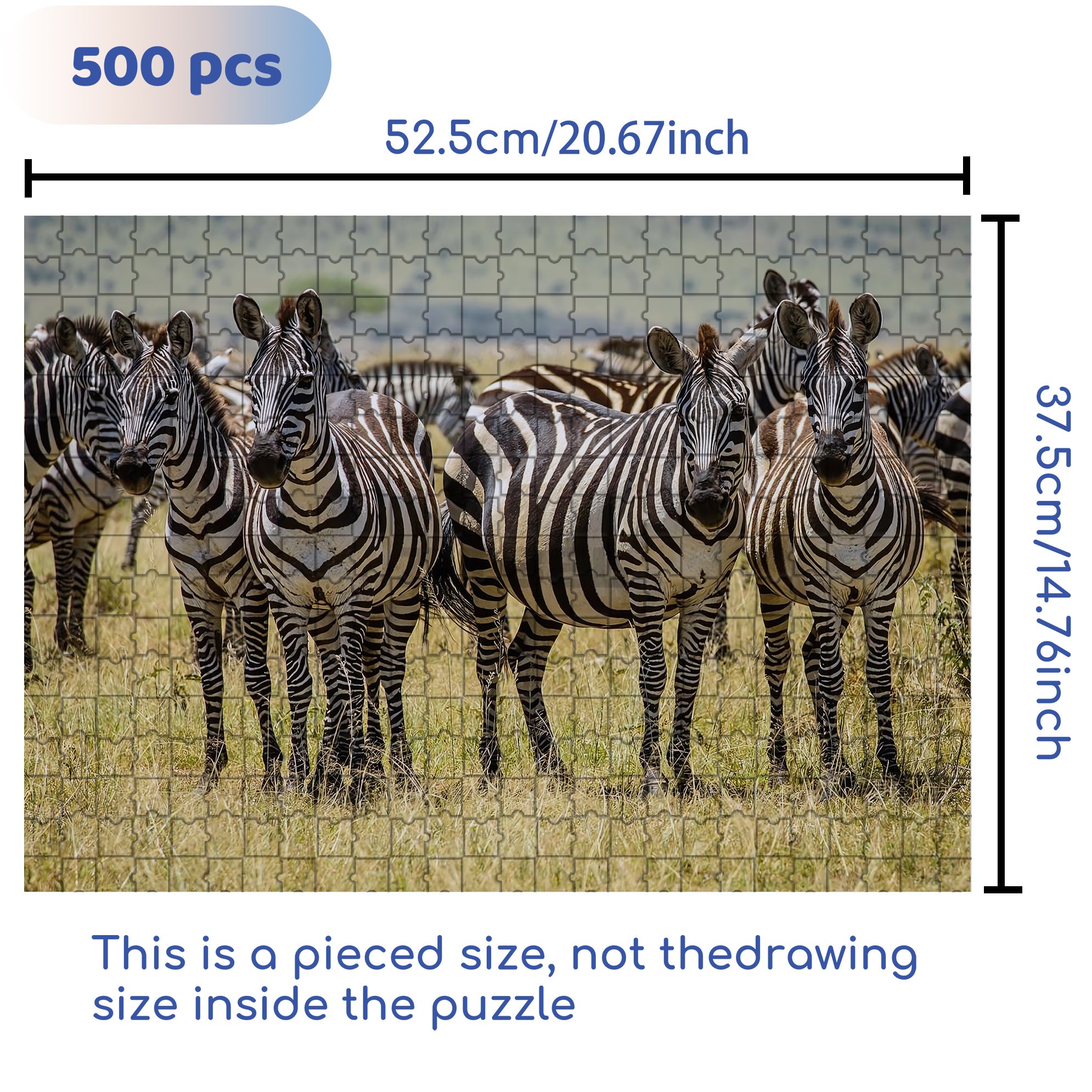 Zebras On The Savannah 500pcs/1000pcs Jigsaw Puzzle, Scratch-Resistant, Interactive Family Game & Brain-Boosting DIY Decor, Perfect for Halloween, Christmas & New Year Gifts, Family Puzzle Game