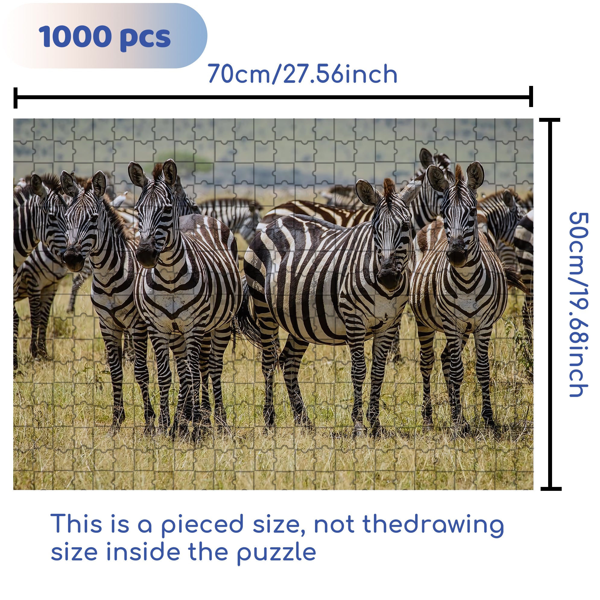 Zebras On The Savannah 500pcs/1000pcs Jigsaw Puzzle, Scratch-Resistant, Interactive Family Game & Brain-Boosting DIY Decor, Perfect for Halloween, Christmas & New Year Gifts, Family Puzzle Game