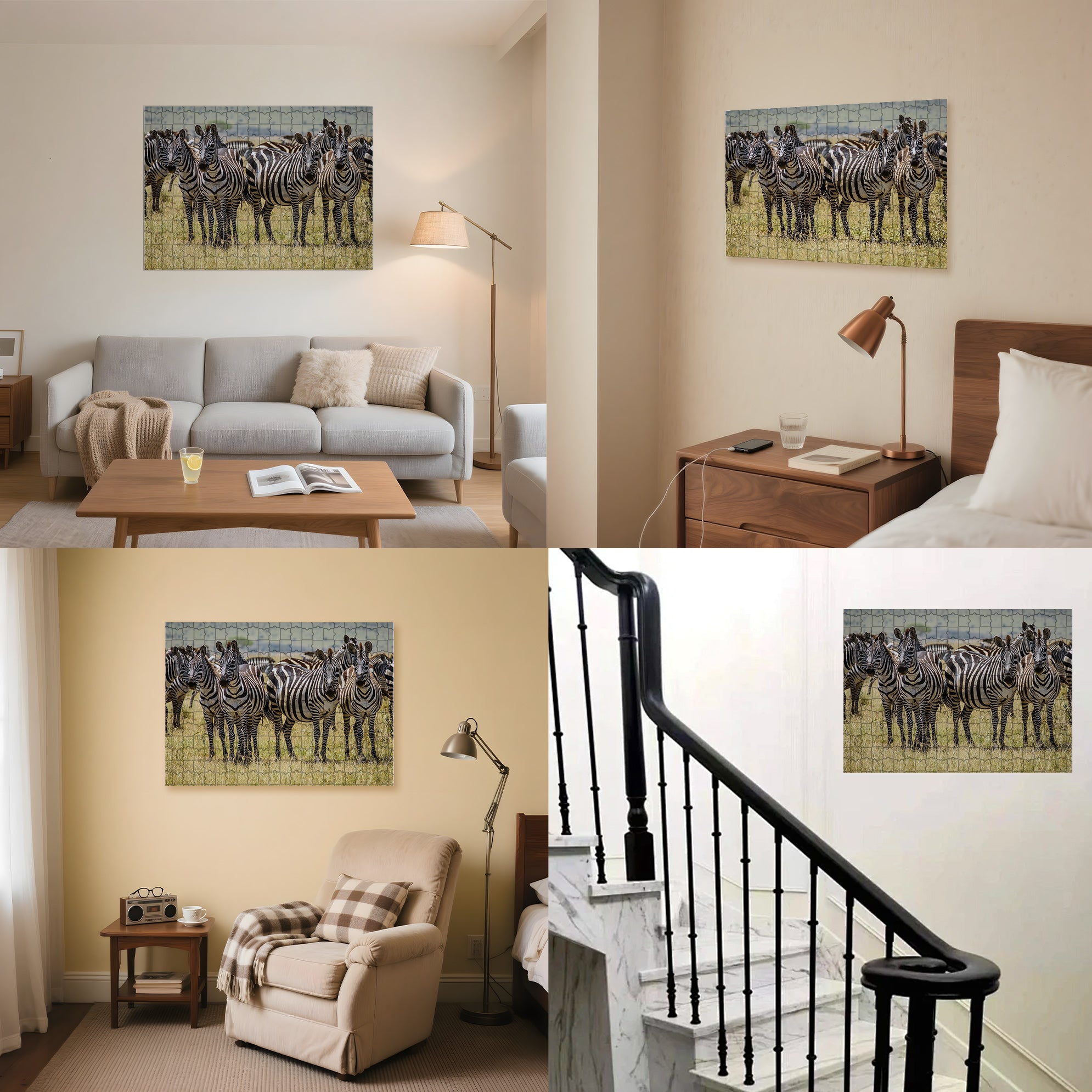 Zebras On The Savannah 500pcs/1000pcs Jigsaw Puzzle, Scratch-Resistant, Interactive Family Game & Brain-Boosting DIY Decor, Perfect for Halloween, Christmas & New Year Gifts, Family Puzzle Game