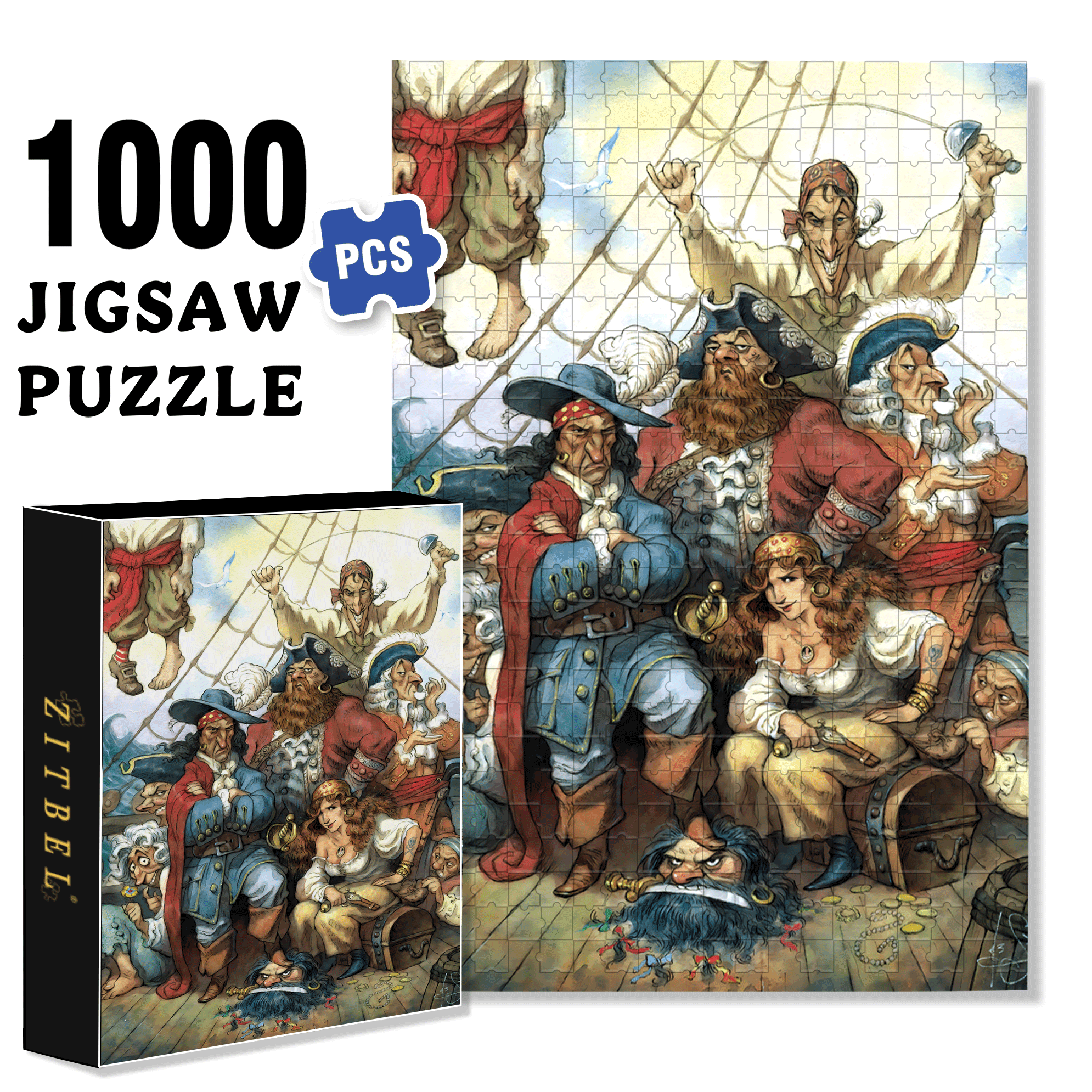 A Pirate's Life 500pcs/1000pcs Jigsaw Puzzle, Scratch-Resistant, Interactive Family Game & Brain-Boosting DIY Decor, Perfect for Halloween, Christmas & New Year Gifts, Family Puzzle Game
