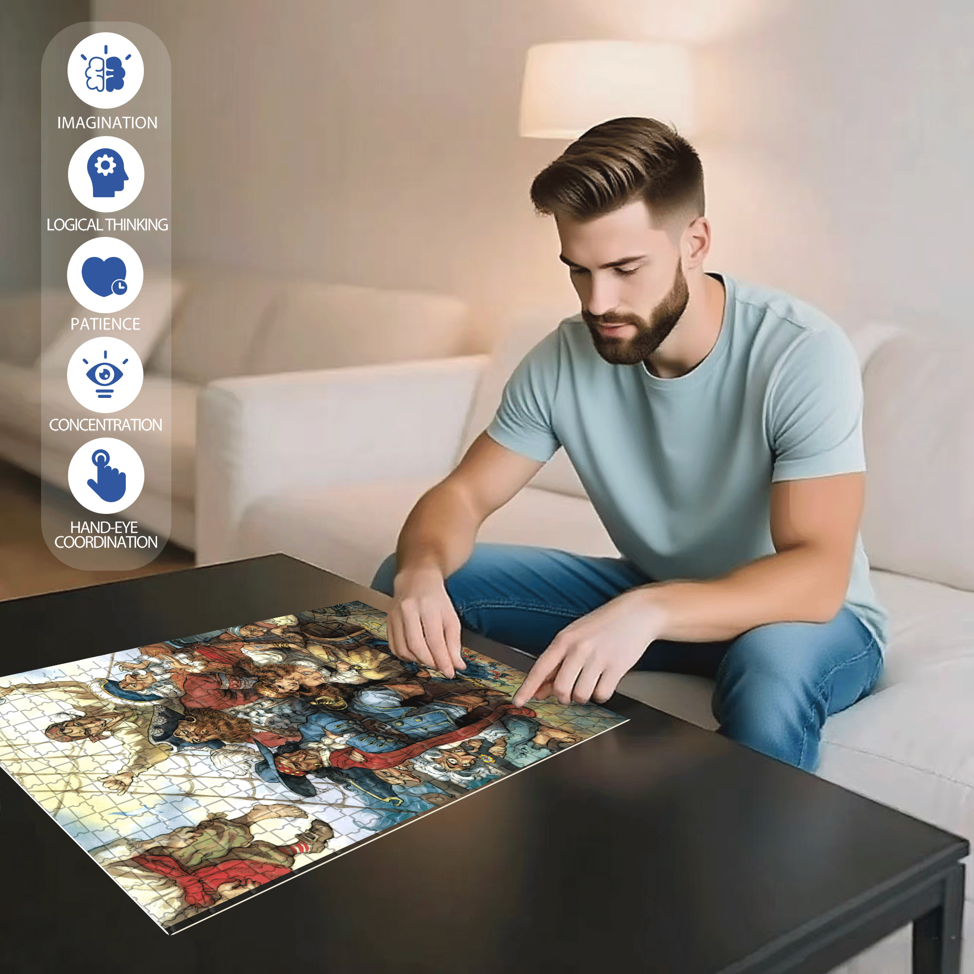 A Pirate's Life 500pcs/1000pcs Jigsaw Puzzle, Scratch-Resistant, Interactive Family Game & Brain-Boosting DIY Decor, Perfect for Halloween, Christmas & New Year Gifts, Family Puzzle Game