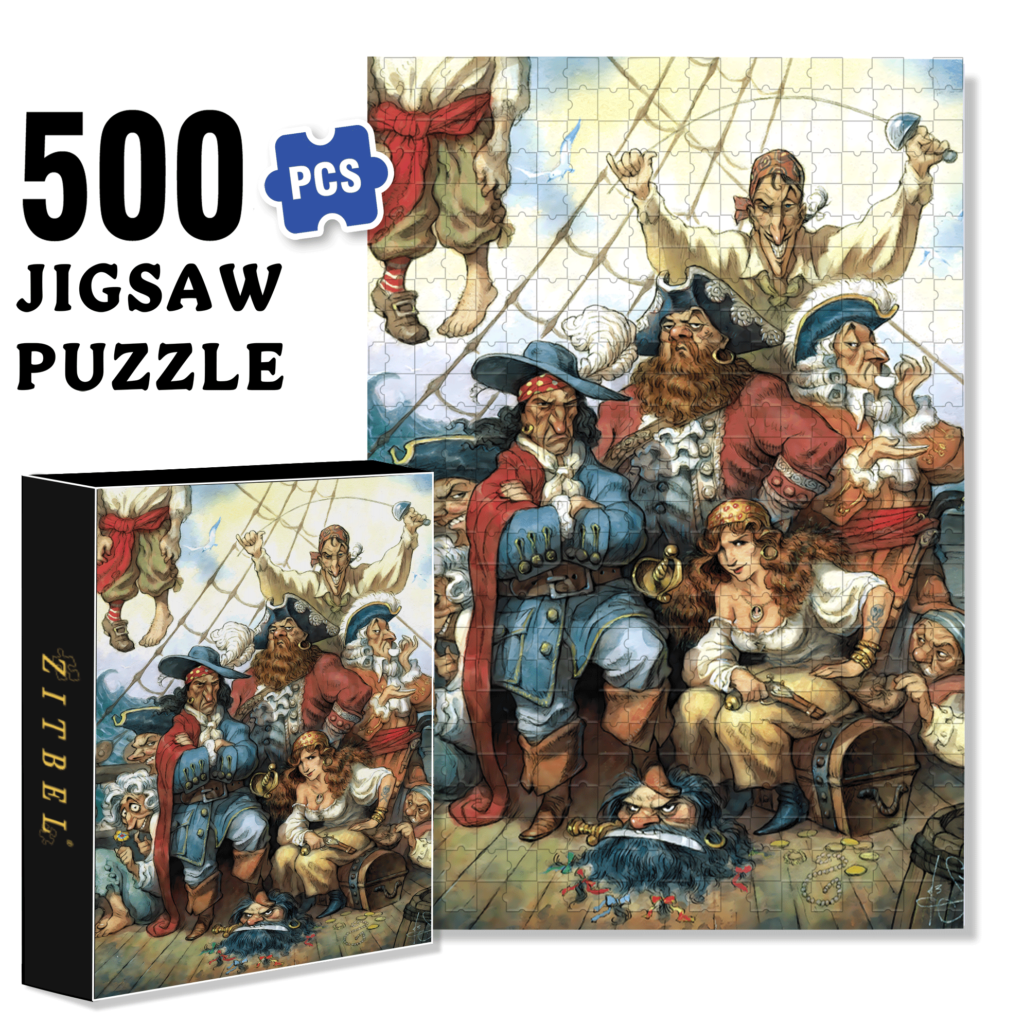 A Pirate's Life 500pcs/1000pcs Jigsaw Puzzle, Scratch-Resistant, Interactive Family Game & Brain-Boosting DIY Decor, Perfect for Halloween, Christmas & New Year Gifts, Family Puzzle Game