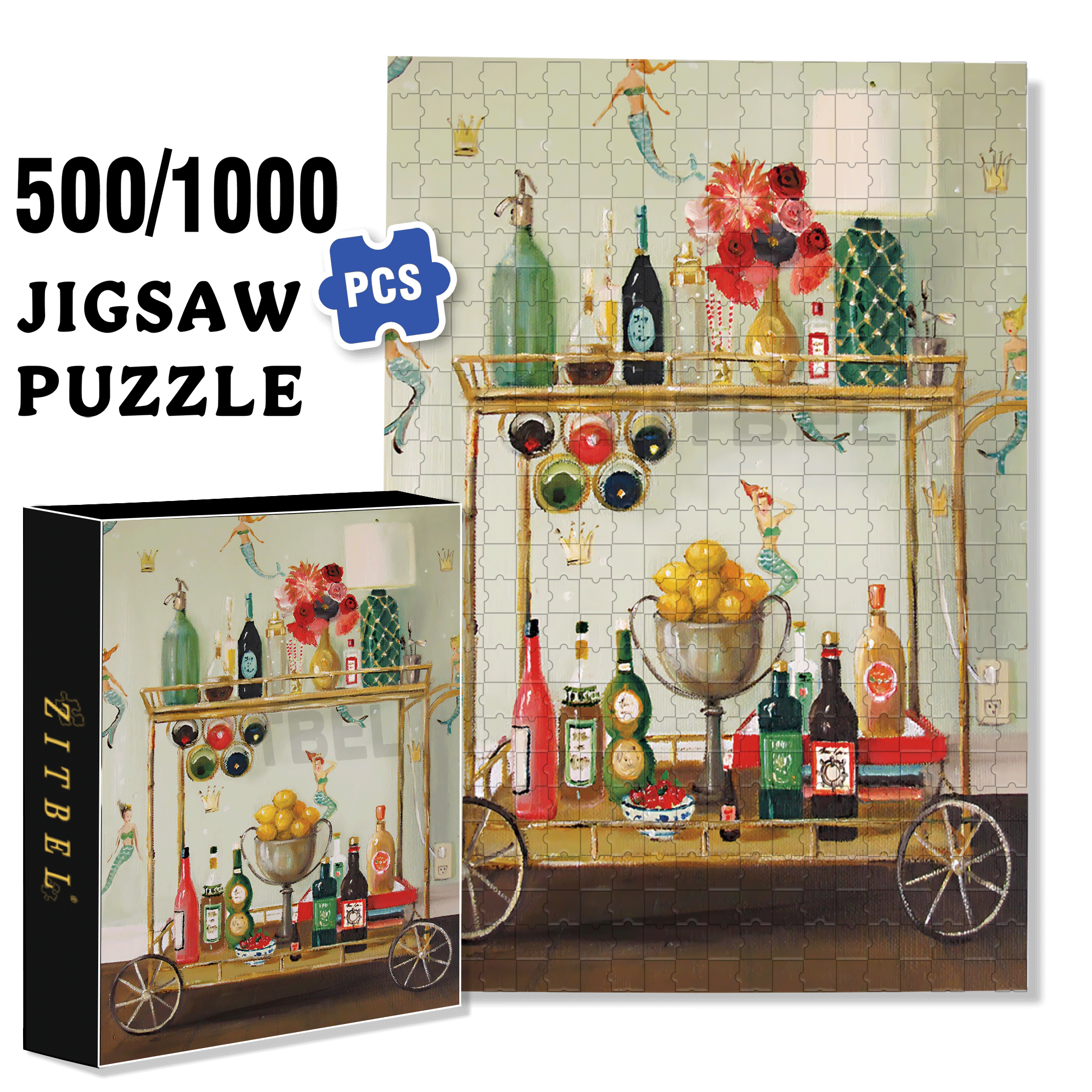 Barmaids 500pcs/1000pcs Jigsaw Puzzle, Scratch-Resistant, Interactive Family Game & Brain-Boosting DIY Decor, Perfect for Halloween, Christmas & New Year Gifts, Family Puzzle Game