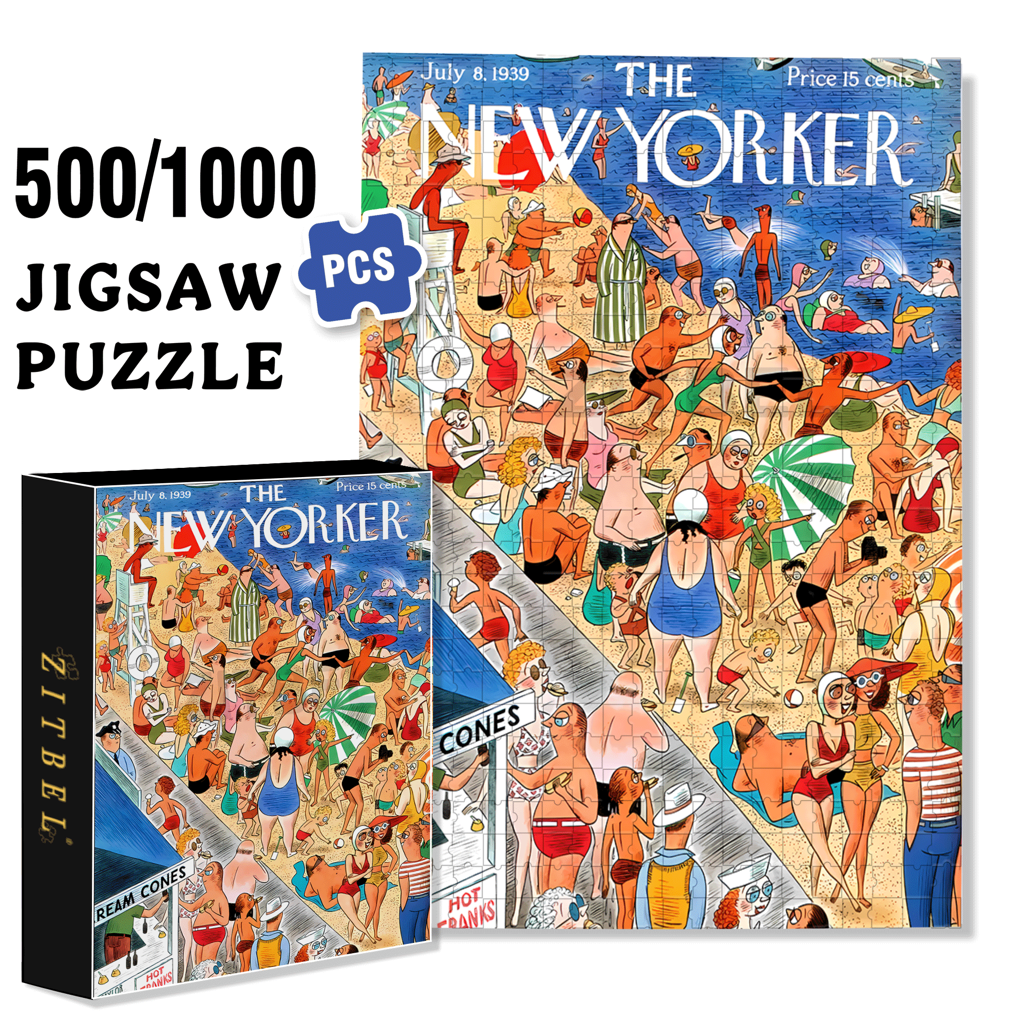 Beachgoing 500pcs/1000pcs Jigsaw Puzzle, Scratch-Resistant, Interactive Family Game & Brain-Boosting DIY Decor, Perfect for Halloween, Christmas & New Year Gifts, Family Puzzle Game