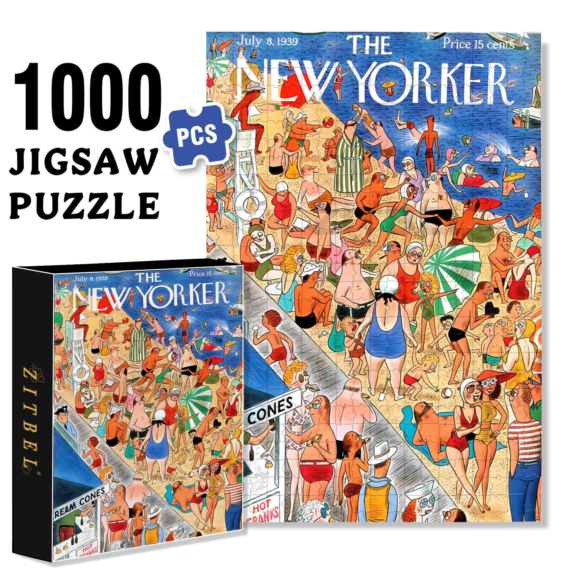 Beachgoing 500pcs/1000pcs Jigsaw Puzzle, Scratch-Resistant, Interactive Family Game & Brain-Boosting DIY Decor, Perfect for Halloween, Christmas & New Year Gifts, Family Puzzle Game