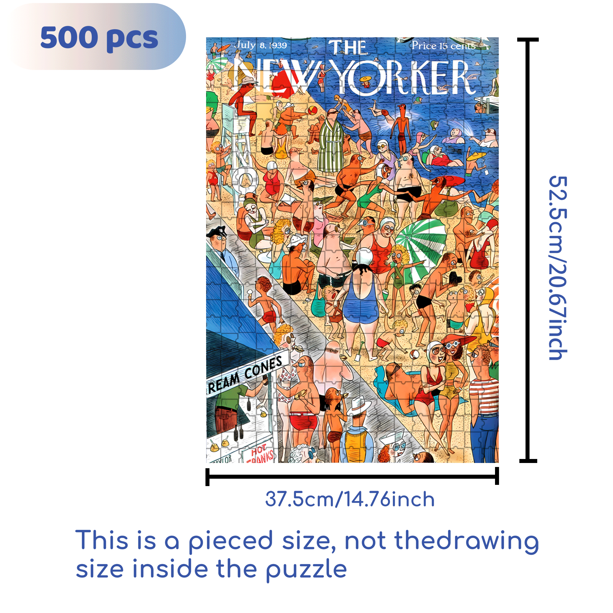 Beachgoing 500pcs/1000pcs Jigsaw Puzzle, Scratch-Resistant, Interactive Family Game & Brain-Boosting DIY Decor, Perfect for Halloween, Christmas & New Year Gifts, Family Puzzle Game