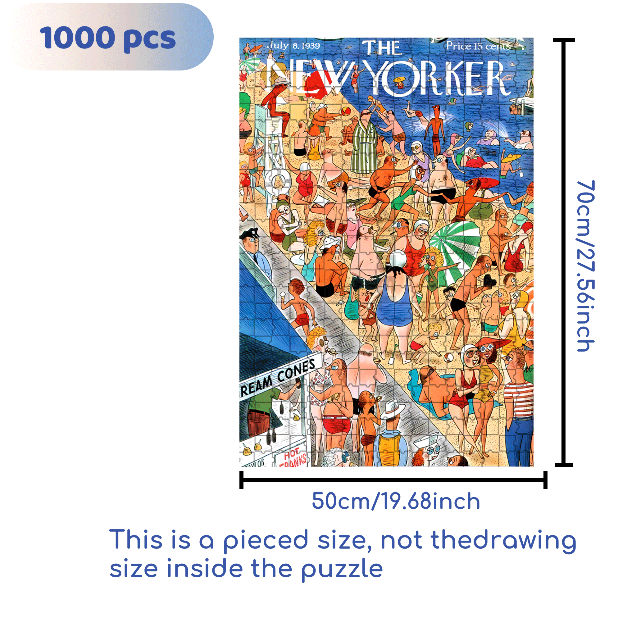 Beachgoing 500pcs/1000pcs Jigsaw Puzzle, Scratch-Resistant, Interactive Family Game & Brain-Boosting DIY Decor, Perfect for Halloween, Christmas & New Year Gifts, Family Puzzle Game