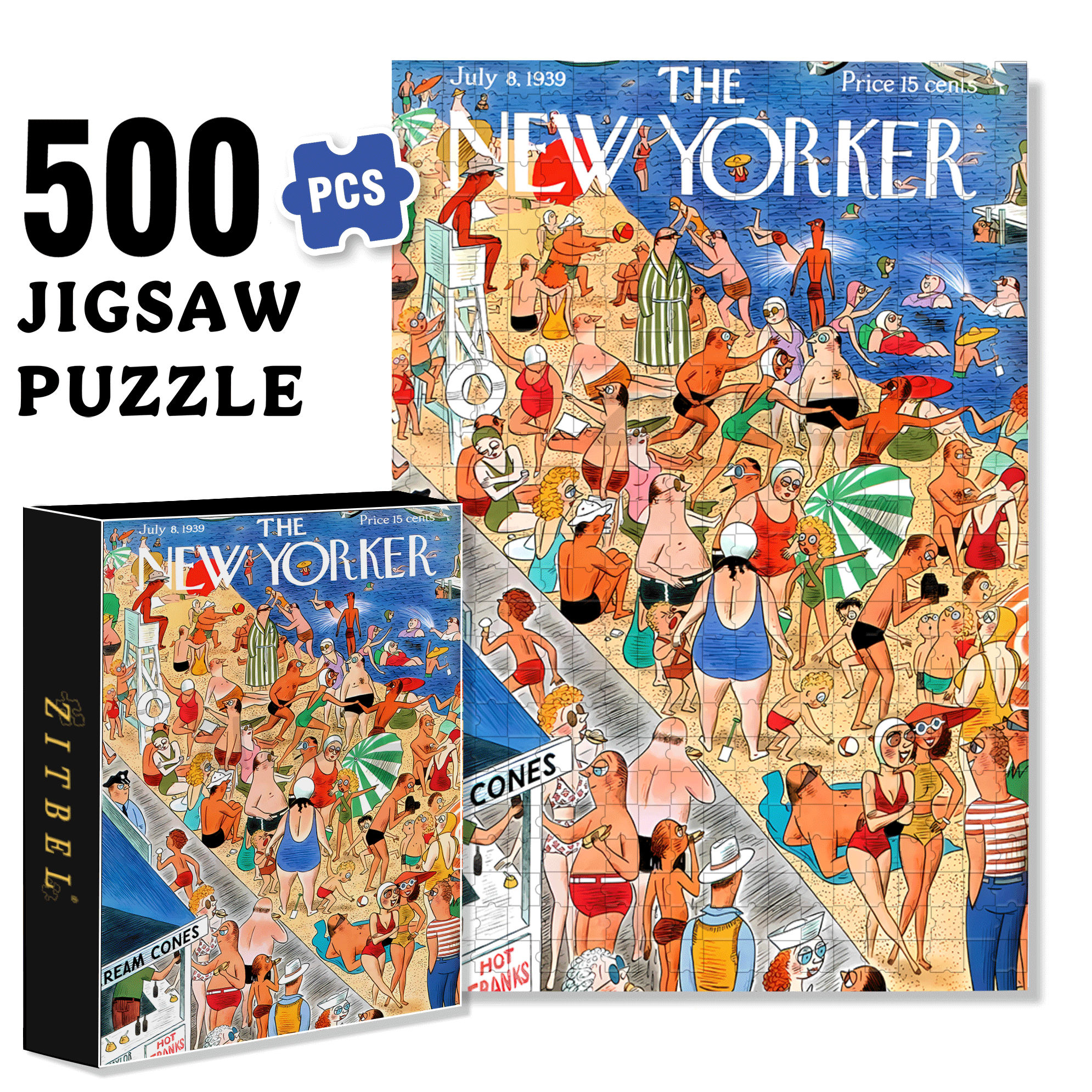 Beachgoing 500pcs/1000pcs Jigsaw Puzzle, Scratch-Resistant, Interactive Family Game & Brain-Boosting DIY Decor, Perfect for Halloween, Christmas & New Year Gifts, Family Puzzle Game