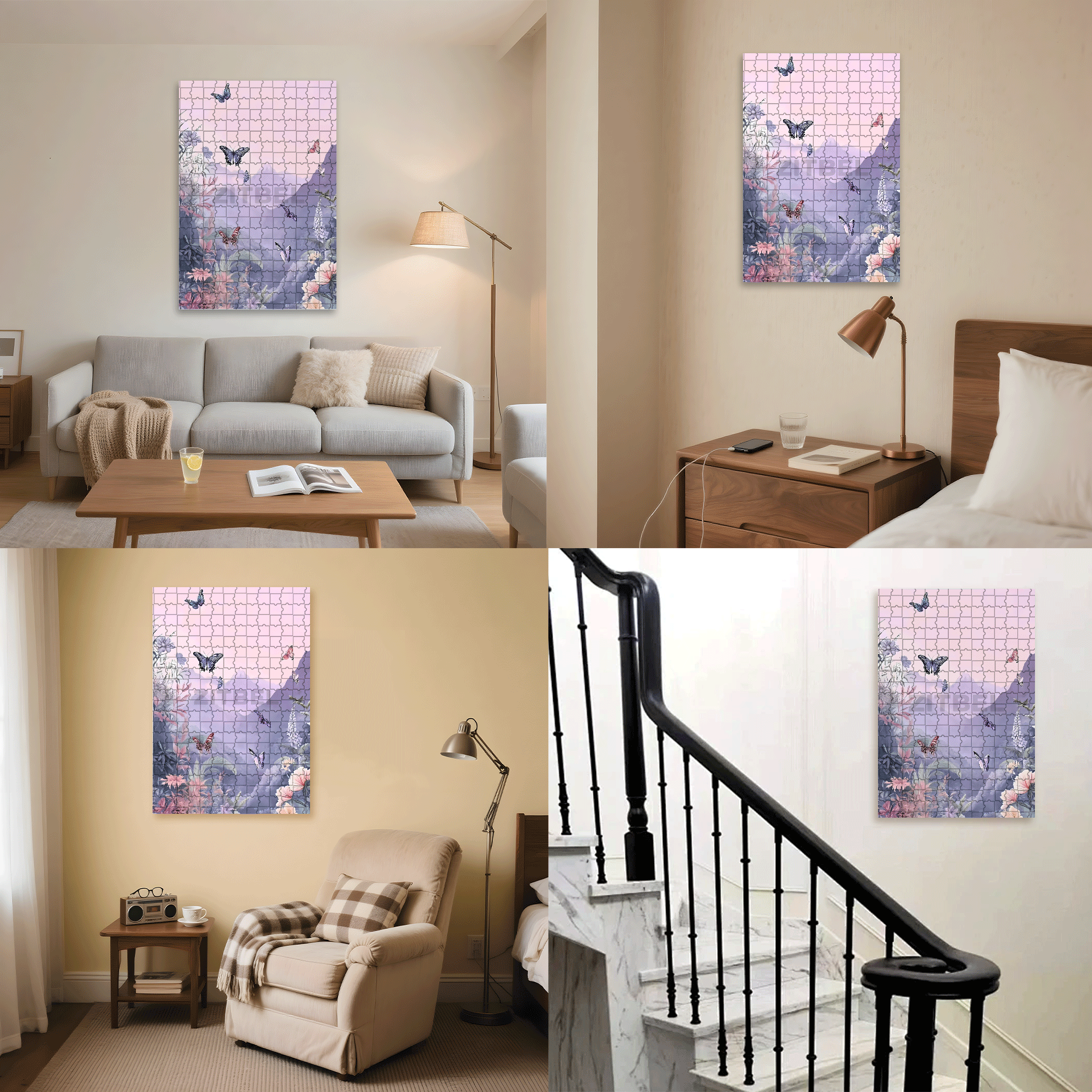 Butterfly Valley 500pcs/1000pcs Jigsaw Puzzle, Scratch-Resistant, Interactive Family Game & Brain-Boosting DIY Decor, Perfect for Halloween, Christmas & New Year Gifts, Family Puzzle Game