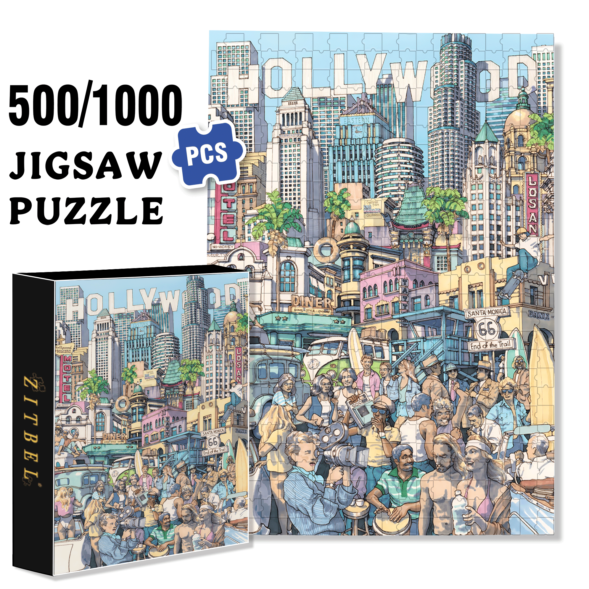California Dreaming 500pcs/1000pcs Jigsaw Puzzle, Scratch-Resistant, Interactive Family Game & Brain-Boosting DIY Decor, Perfect for Halloween, Christmas & New Year Gifts, Family Puzzle Game