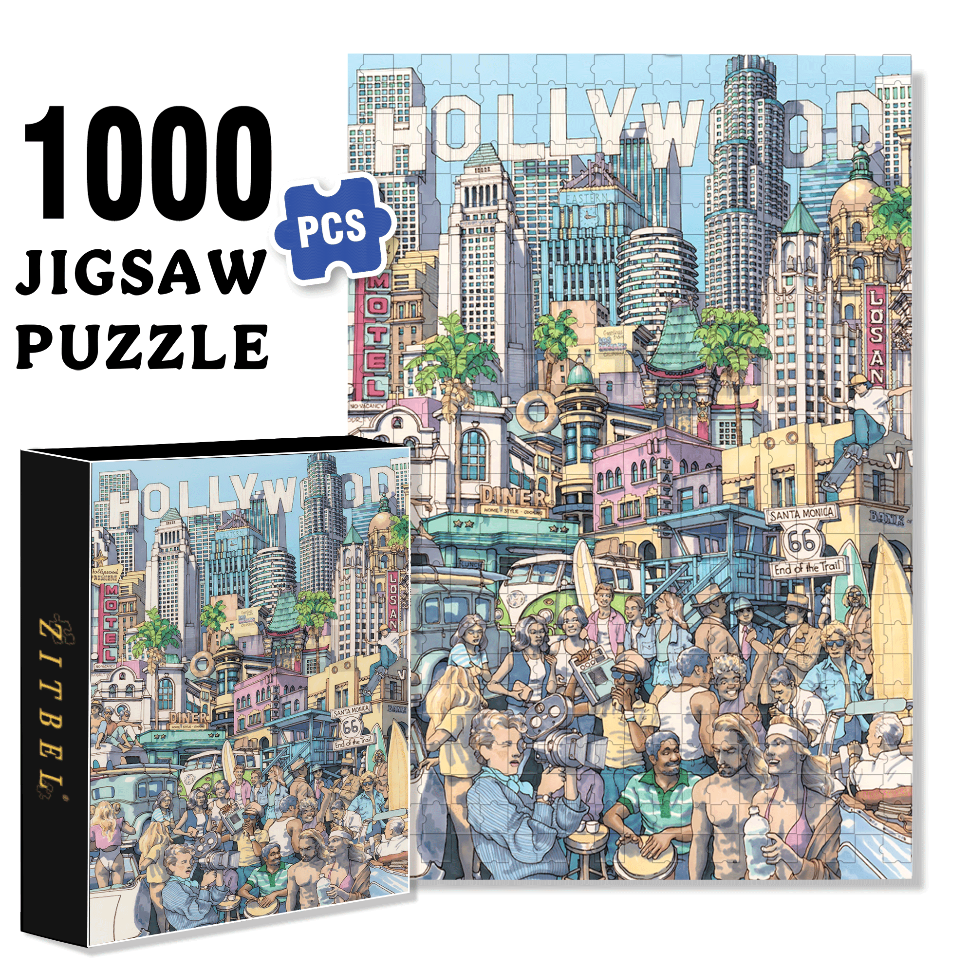 California Dreaming 500pcs/1000pcs Jigsaw Puzzle, Scratch-Resistant, Interactive Family Game & Brain-Boosting DIY Decor, Perfect for Halloween, Christmas & New Year Gifts, Family Puzzle Game