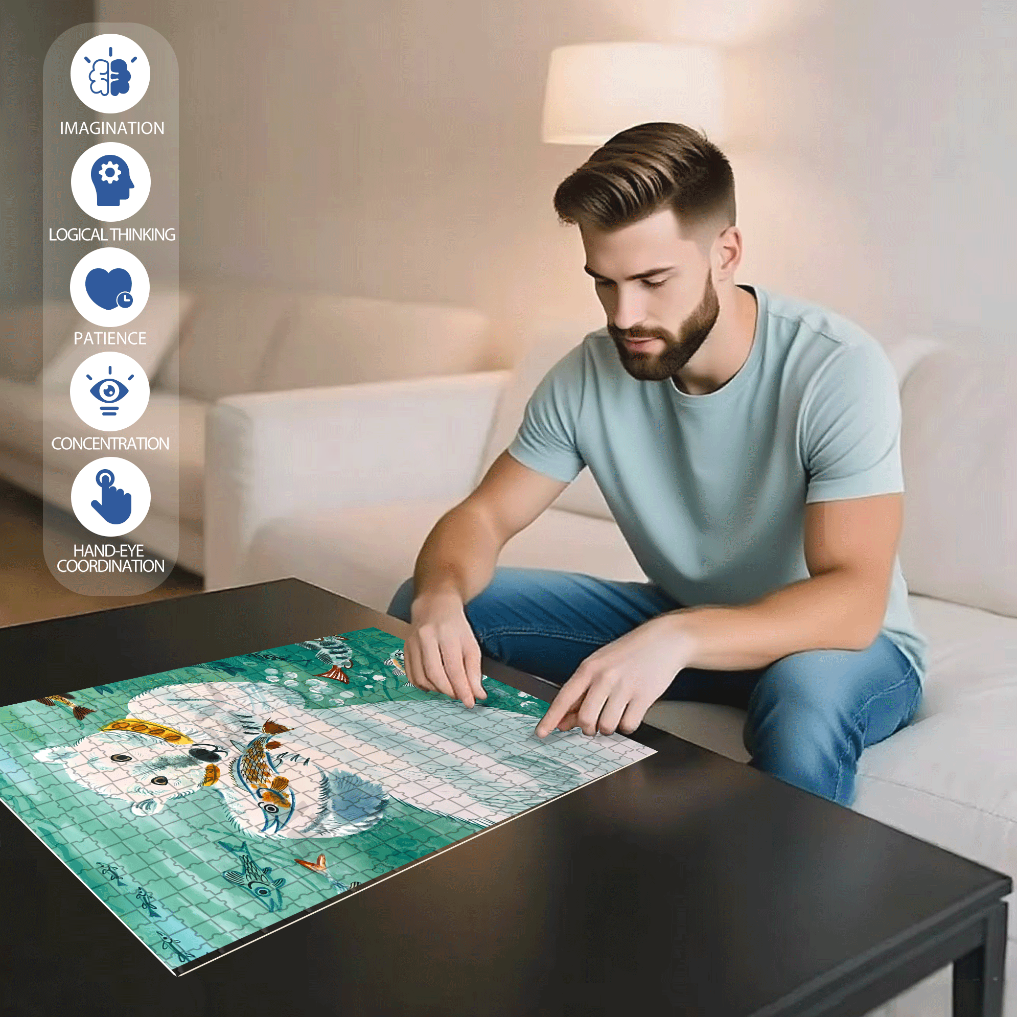 Can't Put It Down 500pcs/1000pcs Jigsaw Puzzle, Scratch-Resistant, Interactive Family Game & Brain-Boosting DIY Decor, Perfect for Halloween, Christmas & New Year Gifts, Family Puzzle Game