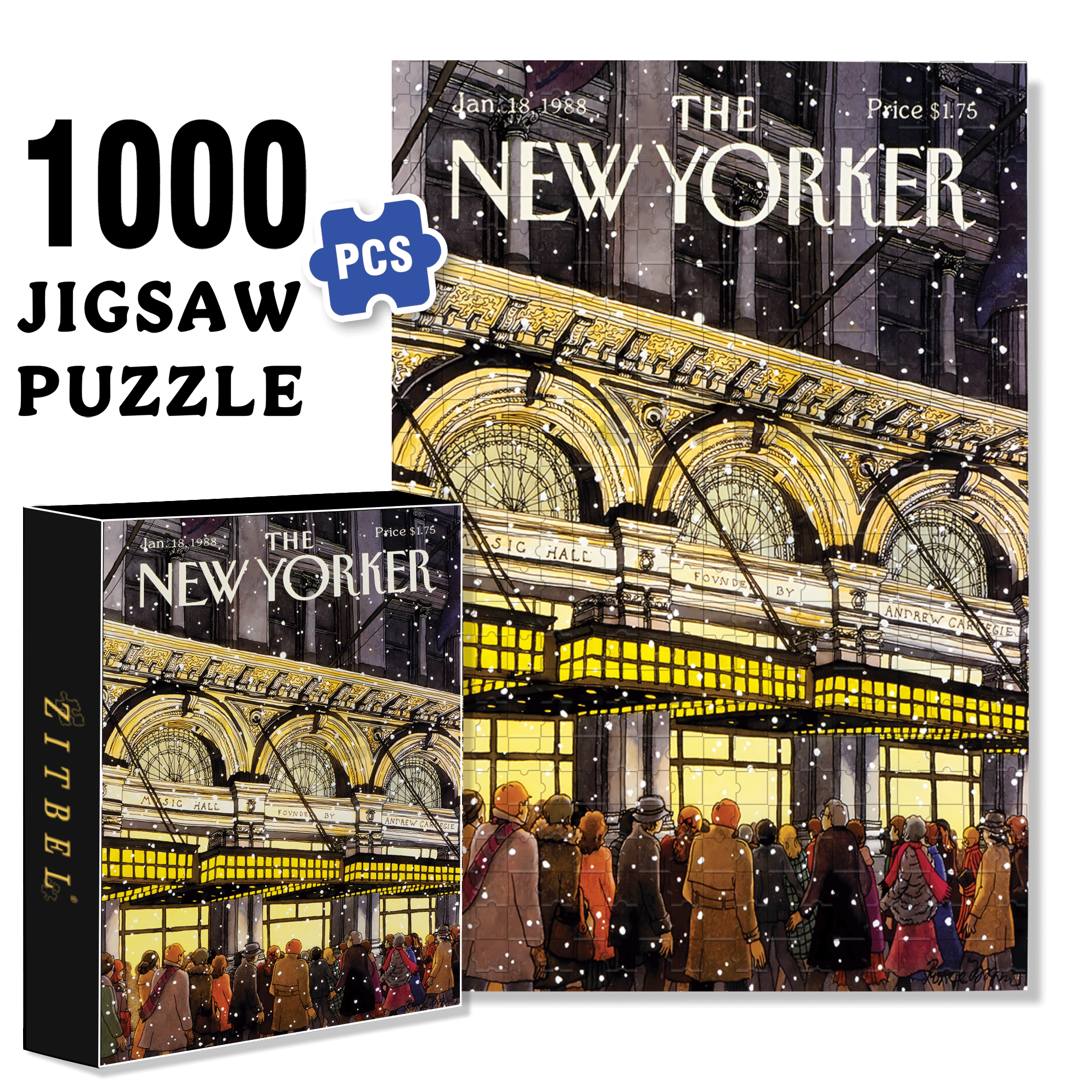 Carnegie Hall 500pcs/1000pcs Jigsaw Puzzle, Scratch-Resistant, Interactive Family Game & Brain-Boosting DIY Decor, Perfect for Halloween, Christmas & New Year Gifts, Family Puzzle Game