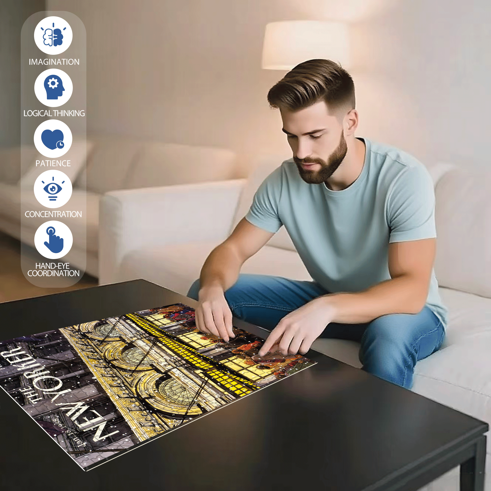 Carnegie Hall 500pcs/1000pcs Jigsaw Puzzle, Scratch-Resistant, Interactive Family Game & Brain-Boosting DIY Decor, Perfect for Halloween, Christmas & New Year Gifts, Family Puzzle Game
