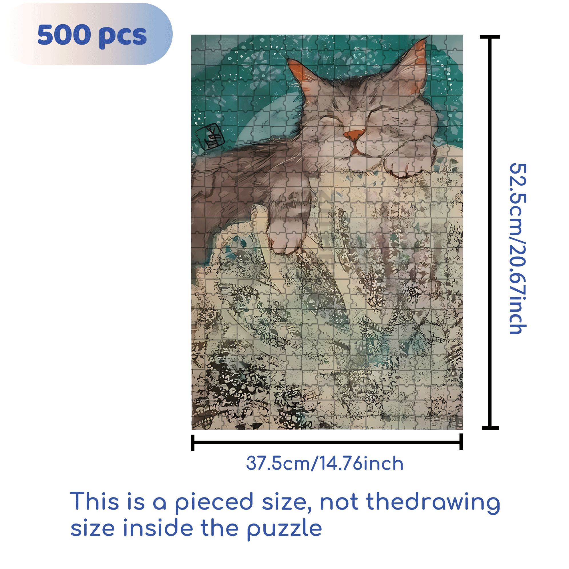 Cat Sleeping 3 500pcs/1000pcs Jigsaw Puzzle, Scratch-Resistant, Interactive Family Game & Brain-Boosting DIY Decor, Perfect for Halloween, Christmas & New Year Gifts, Family Puzzle Game