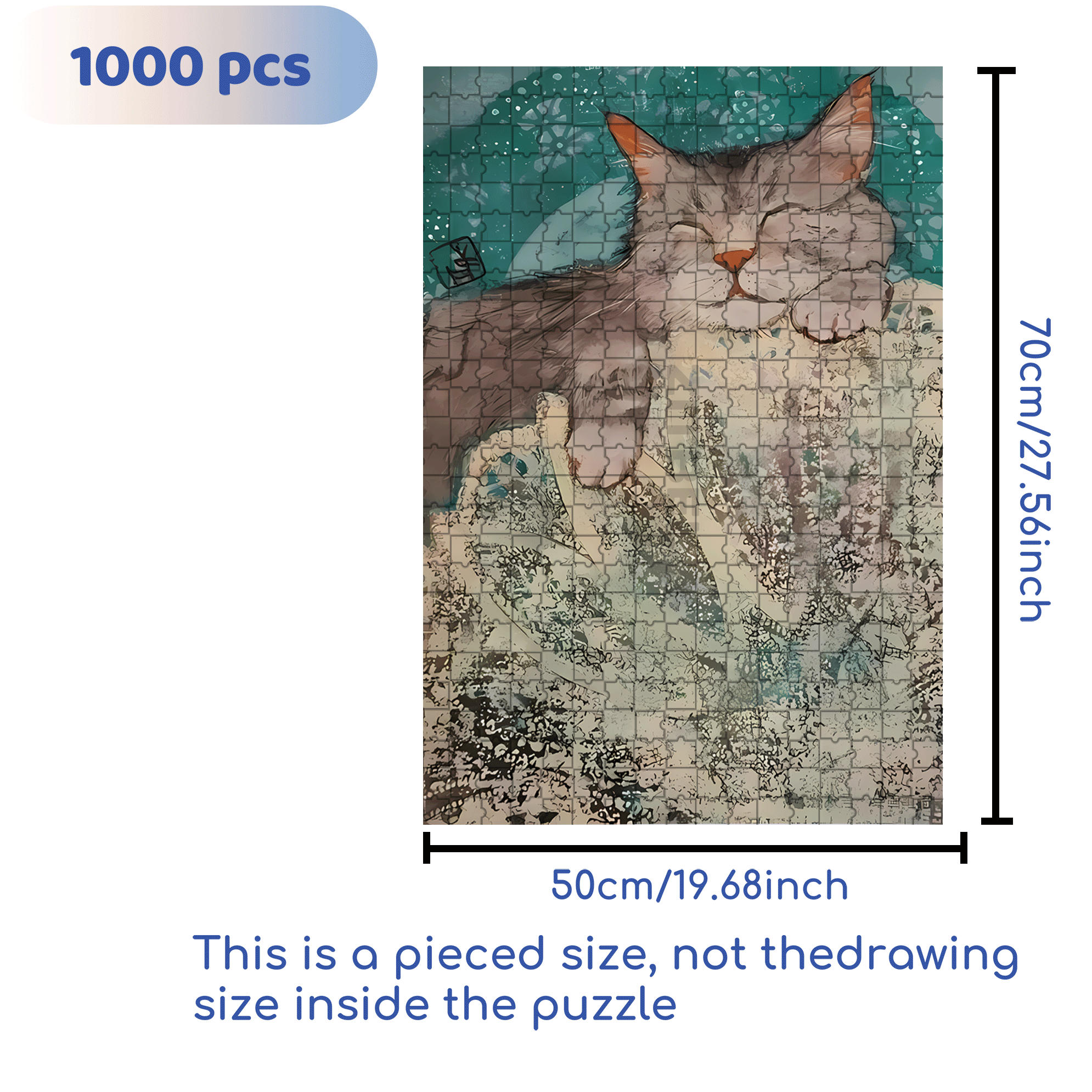 Cat Sleeping 3 500pcs/1000pcs Jigsaw Puzzle, Scratch-Resistant, Interactive Family Game & Brain-Boosting DIY Decor, Perfect for Halloween, Christmas & New Year Gifts, Family Puzzle Game