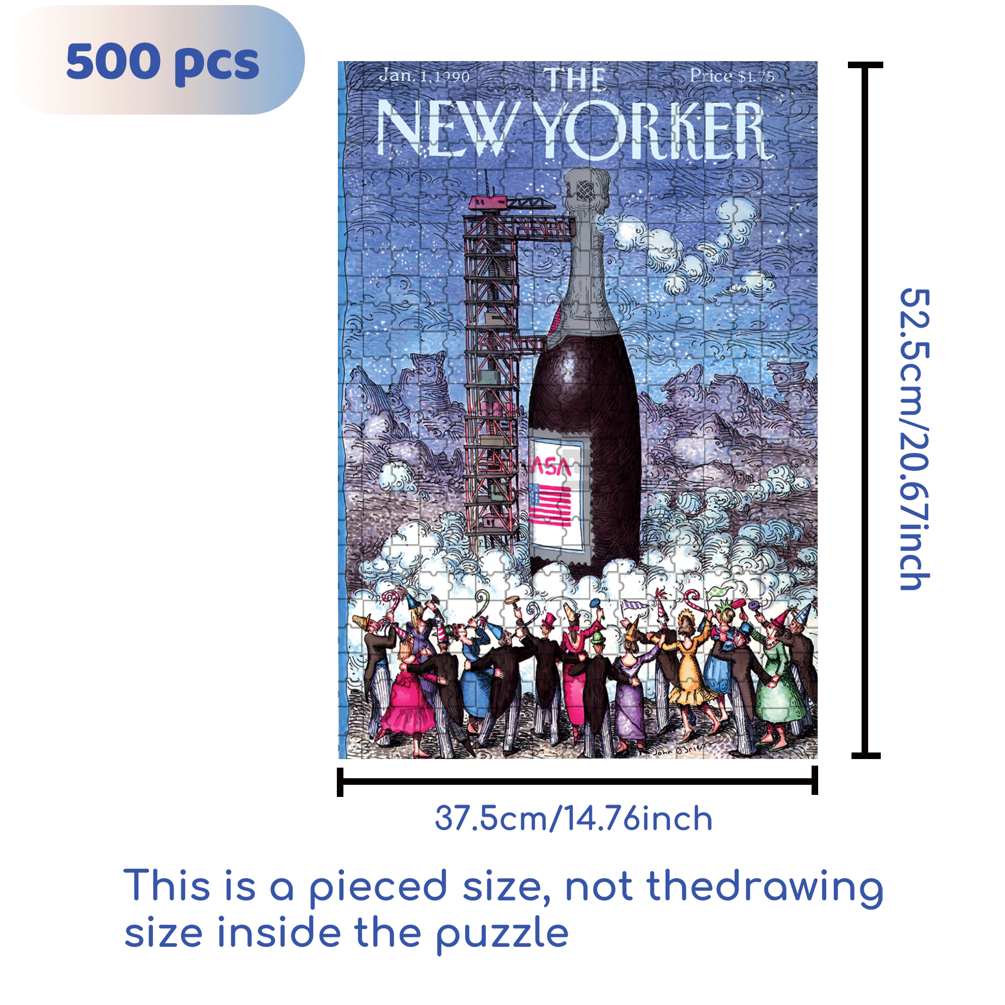 Champagne Countdown 500pcs/1000pcs Jigsaw Puzzle, Scratch-Resistant, Interactive Family Game & Brain-Boosting DIY Decor, Perfect for Halloween, Christmas & New Year Gifts, Family Puzzle Game